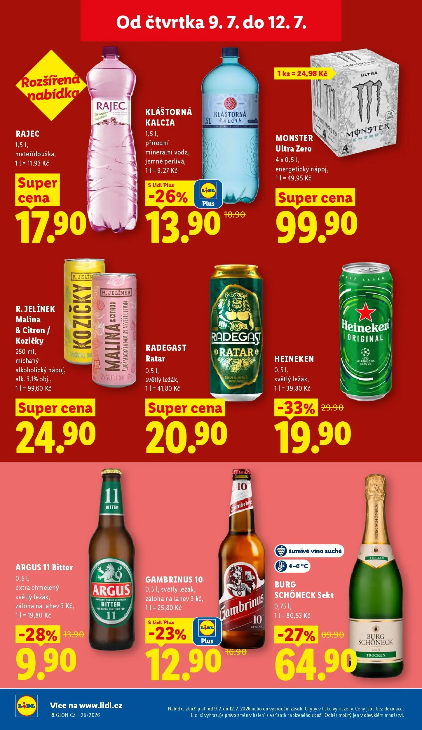 Lidl leták od 08.07.2026 - Nový akční leták | Strana: 30 | Produkty: Heineken, Gambrinus 10, Gambrinus, Láhev