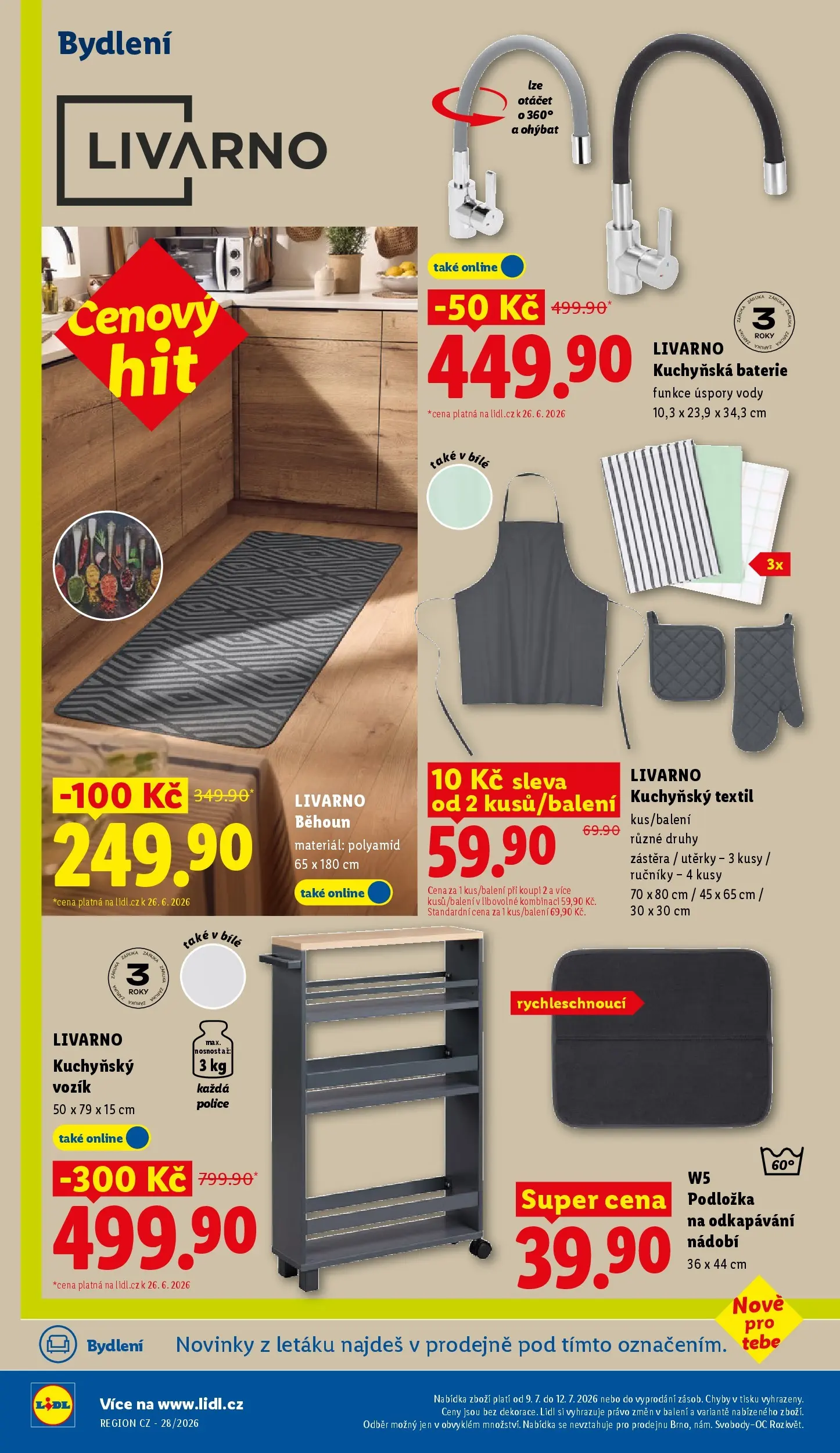 Lidl leták od 05.07.2026 - Nový akční leták | Strana: 18 | Produkty: Zástěra, Ručníky, W5, Běhoun