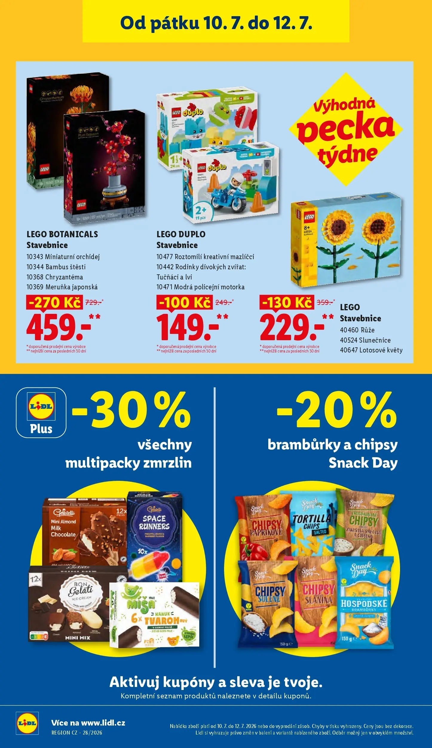 Lidl leták od 05.07.2026 - Nový akční leták | Strana: 22 | Produkty: LEGO, Bon Gelati, Chipsy, Milk chocolate