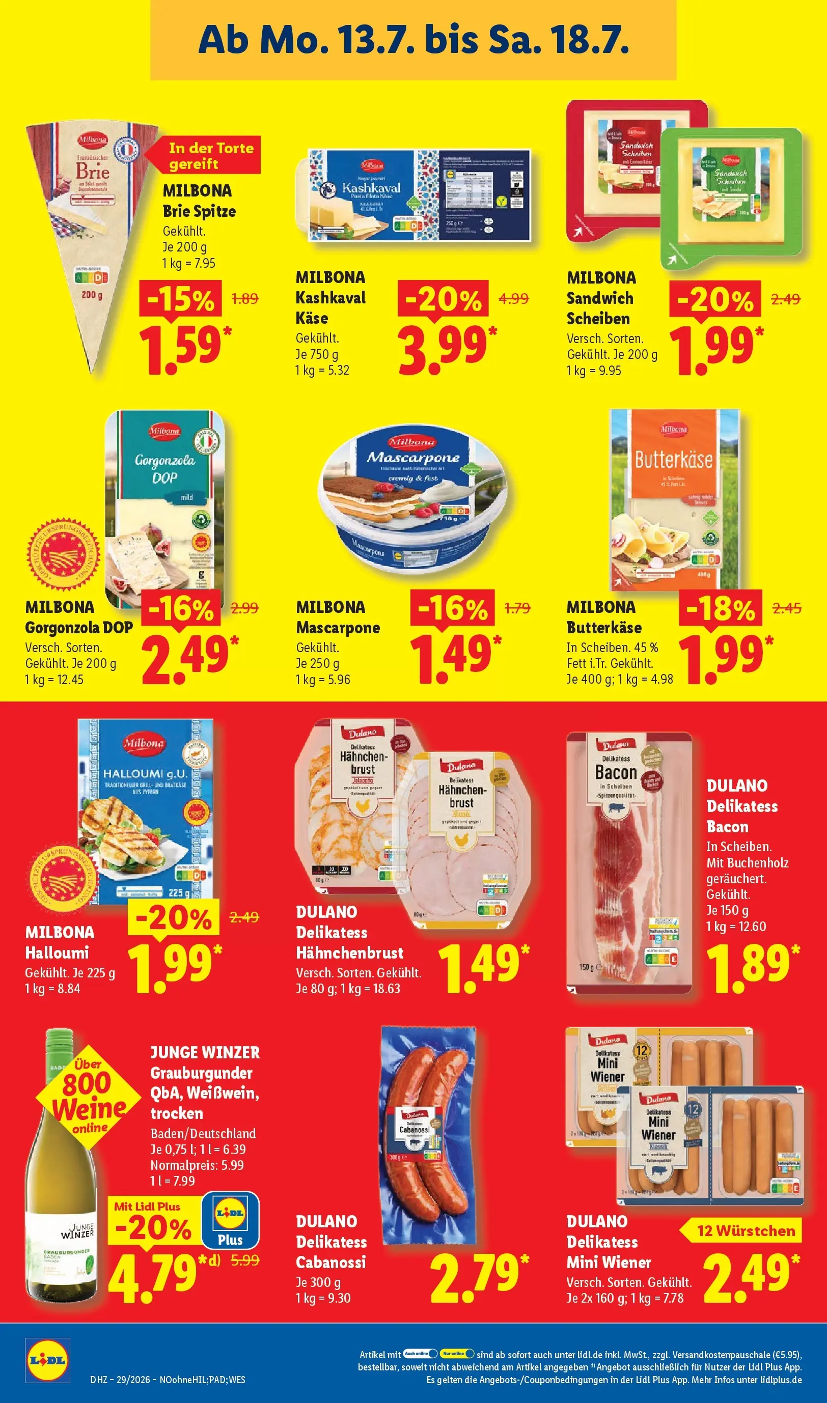 Lidl Prospekt Emlichheim (ab 13.07.2026) zum Blättern » Angebote | Seite: 16 | Produkte: Hahnchen, Käse, Mascarpone, Pasta