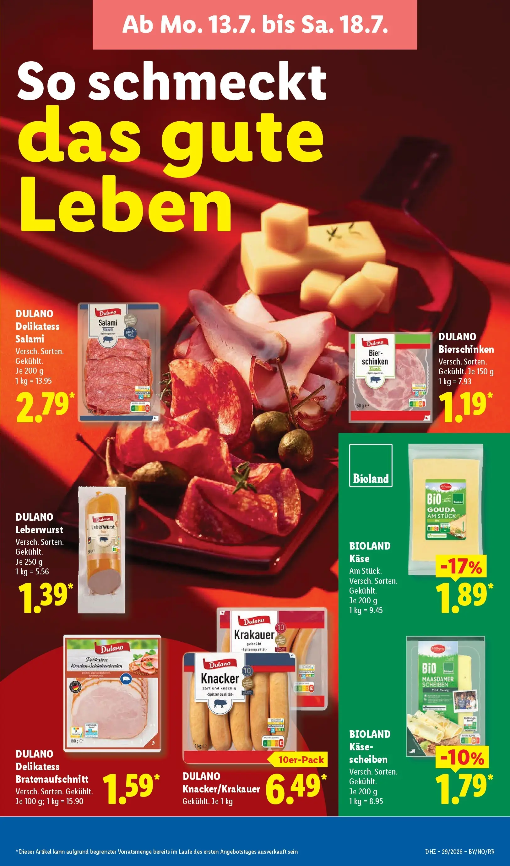 Lidl Prospekt Zülpich (ab 12.07.2026) zum Blättern » Angebote | Seite: 17 | Produkte: Käse, Bier, Gouda, Salami