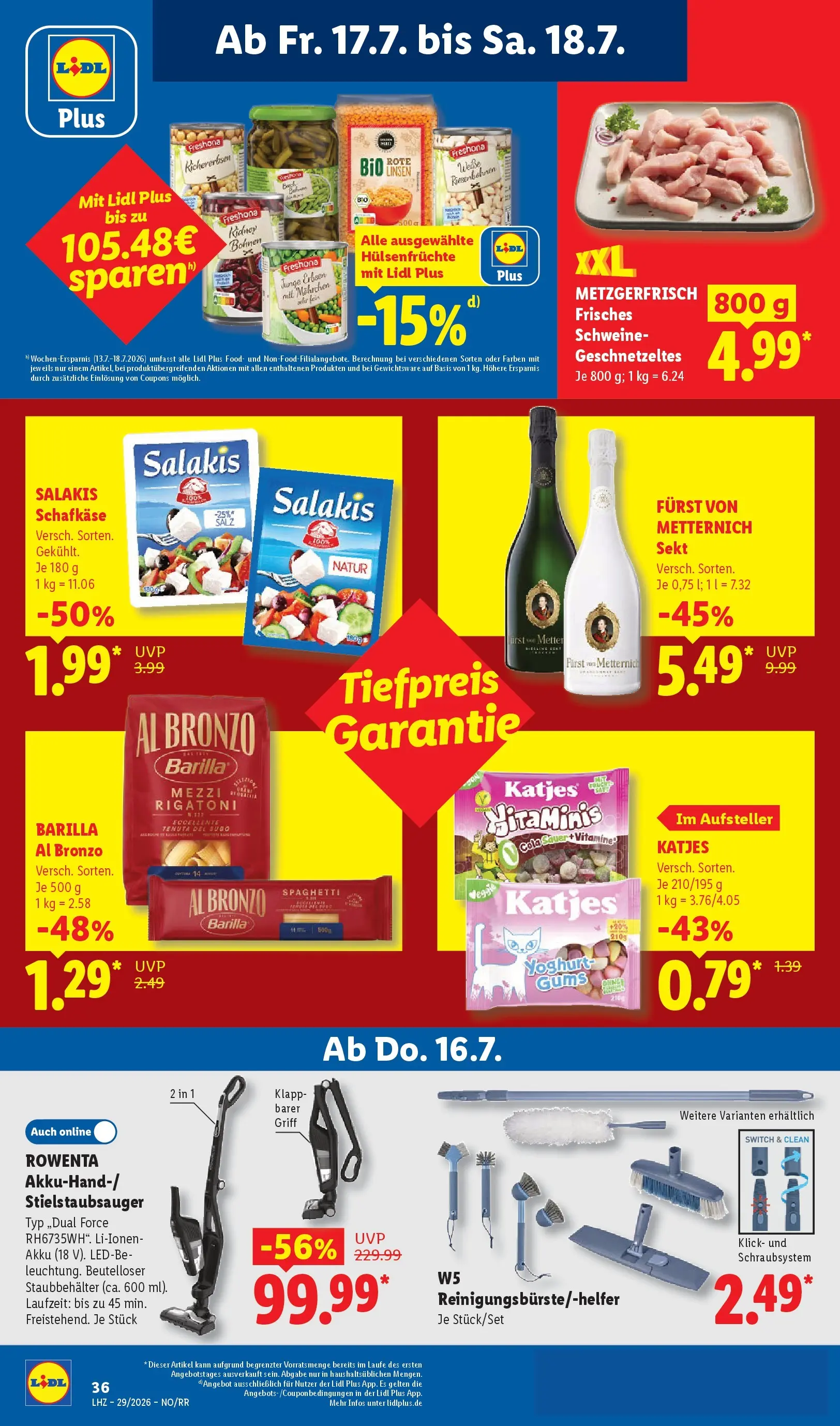Lidl Prospekt Zülpich (ab 12.07.2026) zum Blättern » Angebote | Seite: 72 | Produkte: Furst von metternich, Feta, Salz, Pasta