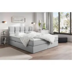 Boxbett 180/200 cm in Hellgrau