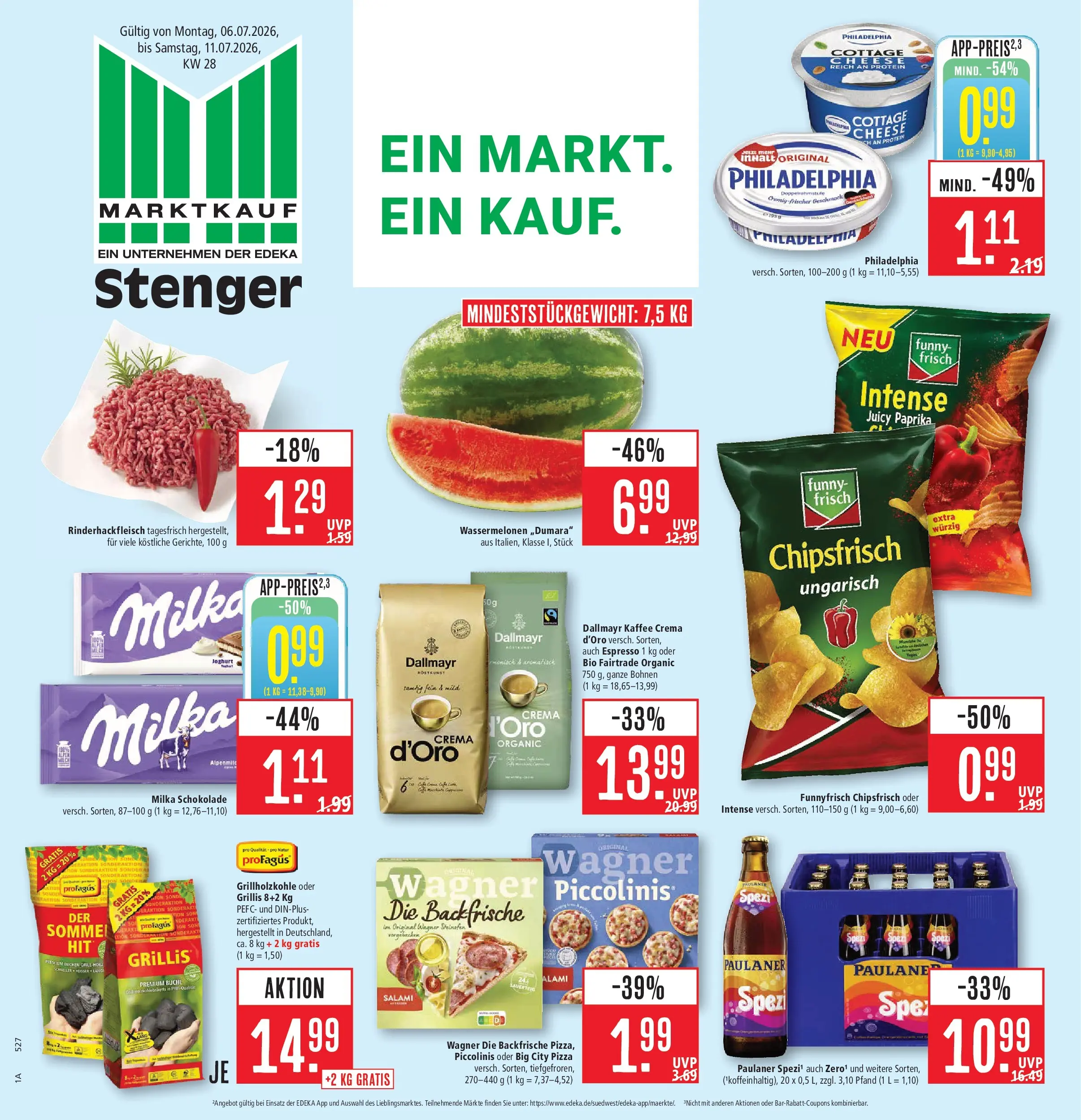 Marktkauf - Marktkauf: Wochenangebote (ab 06.07.2026) » Angebote online | Seite: 1 | Produkte: Funny frisch, Milka, Piccolinis, Salami