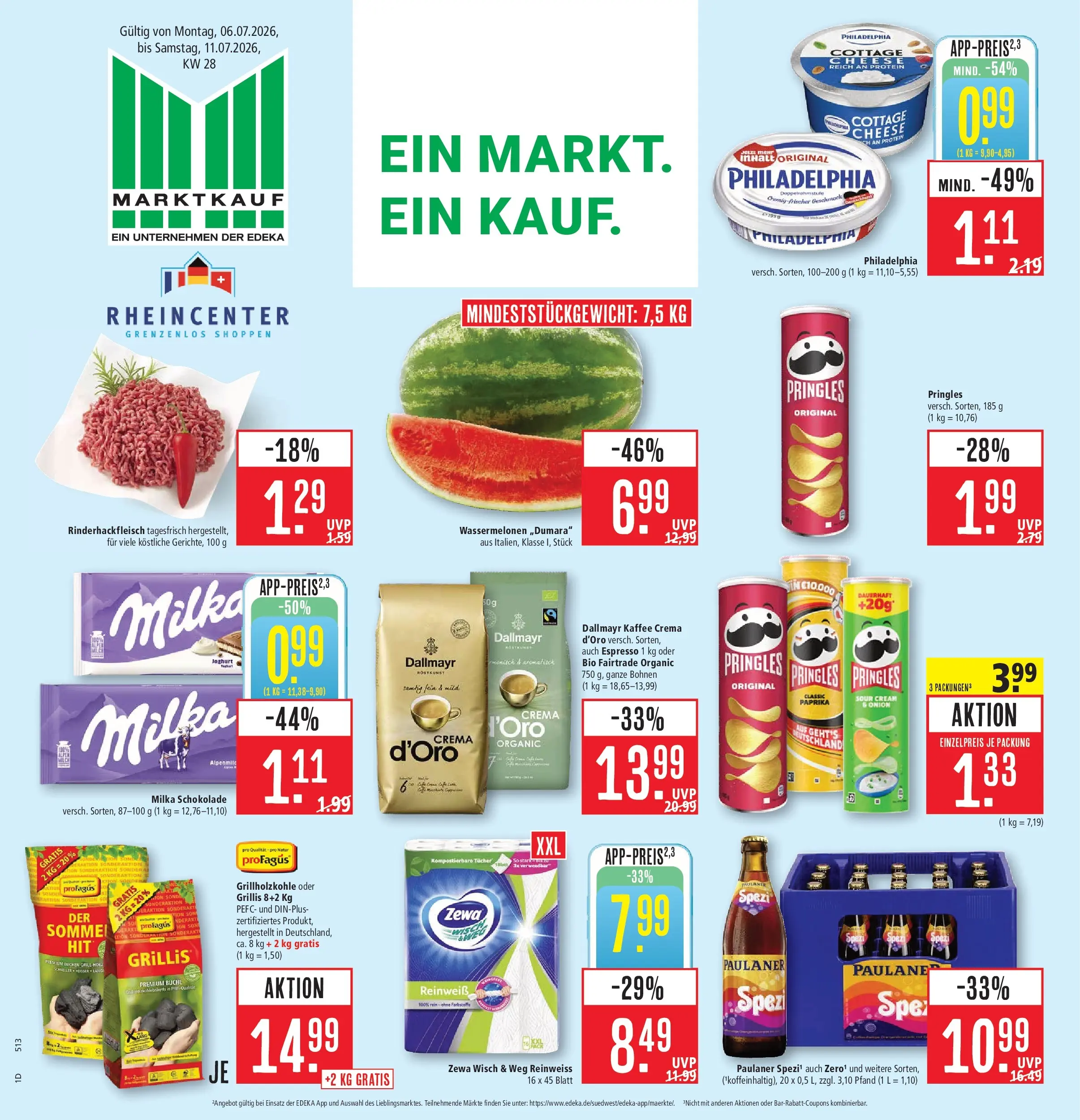 Marktkauf Prospekt Weil Am Rhein (ab 06.07.2026) » Angebote online | Seite: 1 | Produkte: Milka, Dallmayr, Paprika, Pringles