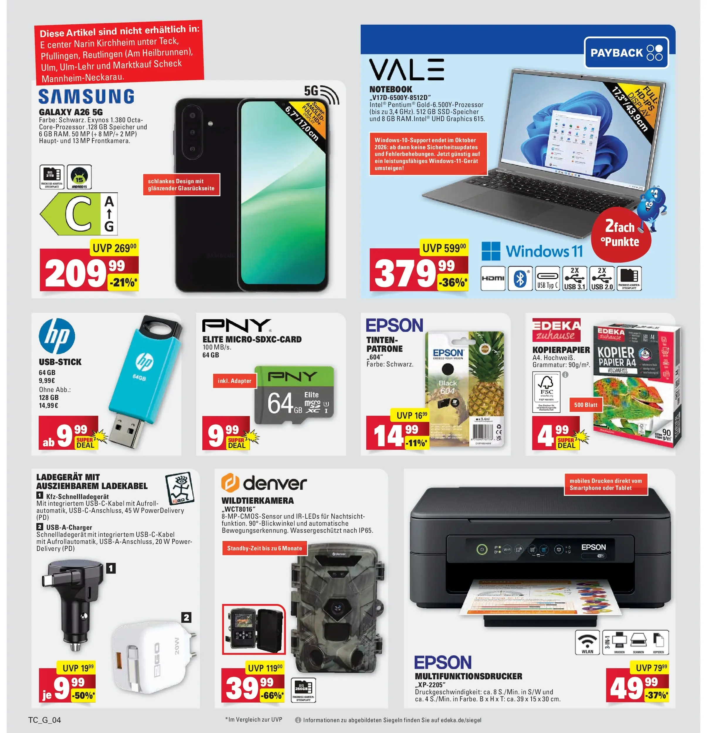 Marktkauf Prospekt Kirchheim (ab 05.07.2026) » Angebote online | Seite: 34 | Produkte: Epson, Adapter, Ladekabel, Ladegerät