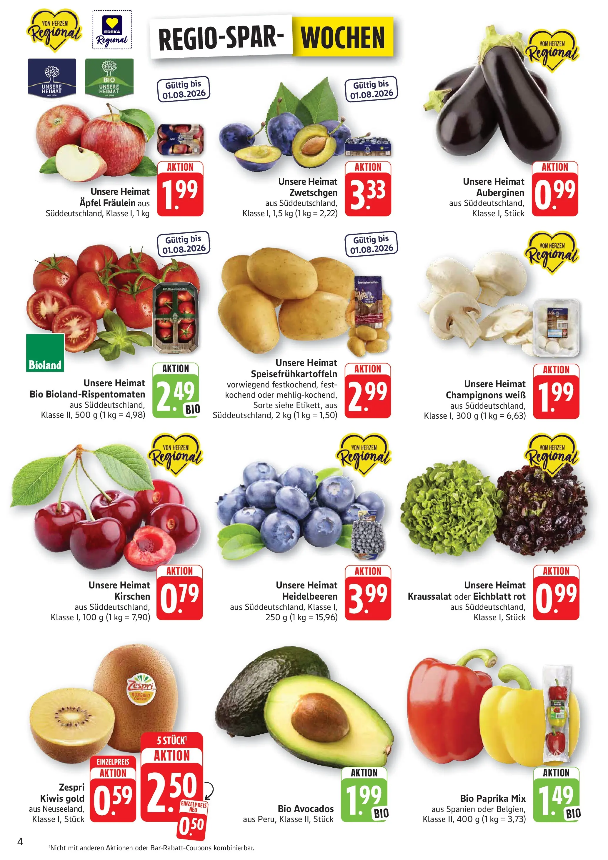 Edeka - EDEKA: Wochenangebote (ab 05.07.2026) » Angebote Online | Seite: 4 | Produkte: Kirschen, Heidelbeeren, Champignons, Paprika