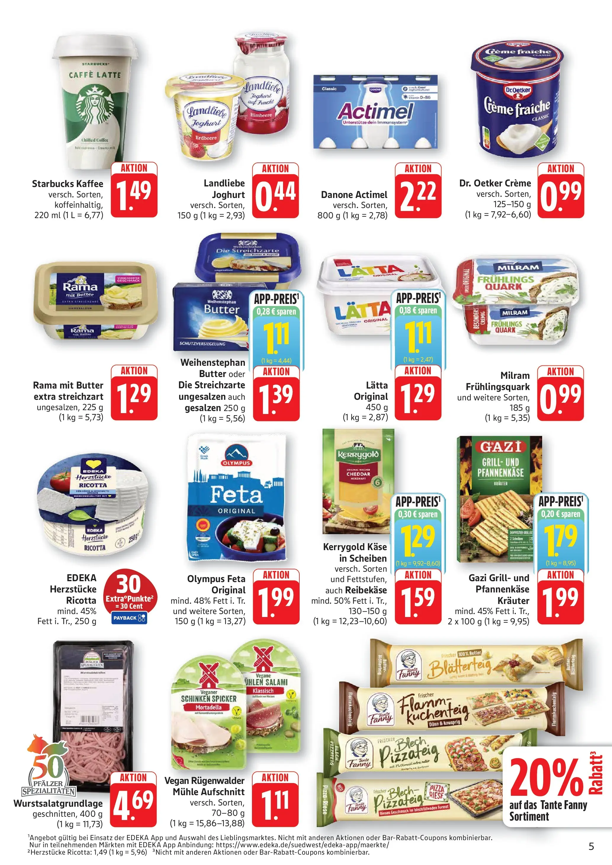 Edeka - EDEKA: Wochenangebote (ab 05.07.2026) » Angebote Online | Seite: 5 | Produkte: Butter, Starbucks, Salami, Schinken