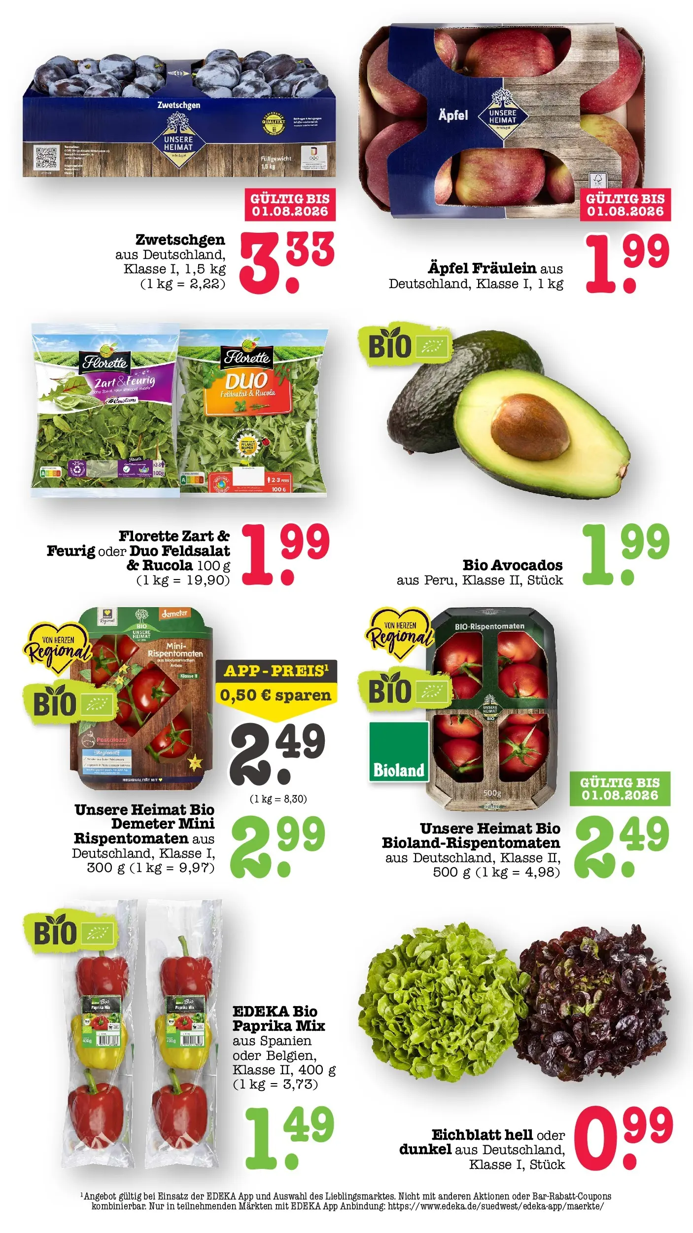 E center Prospekt Achern (ab 05.07.2026) zum Blättern | Seite: 19 | Produkte: Rucola, Äpfel, Zwetschgen, Paprika