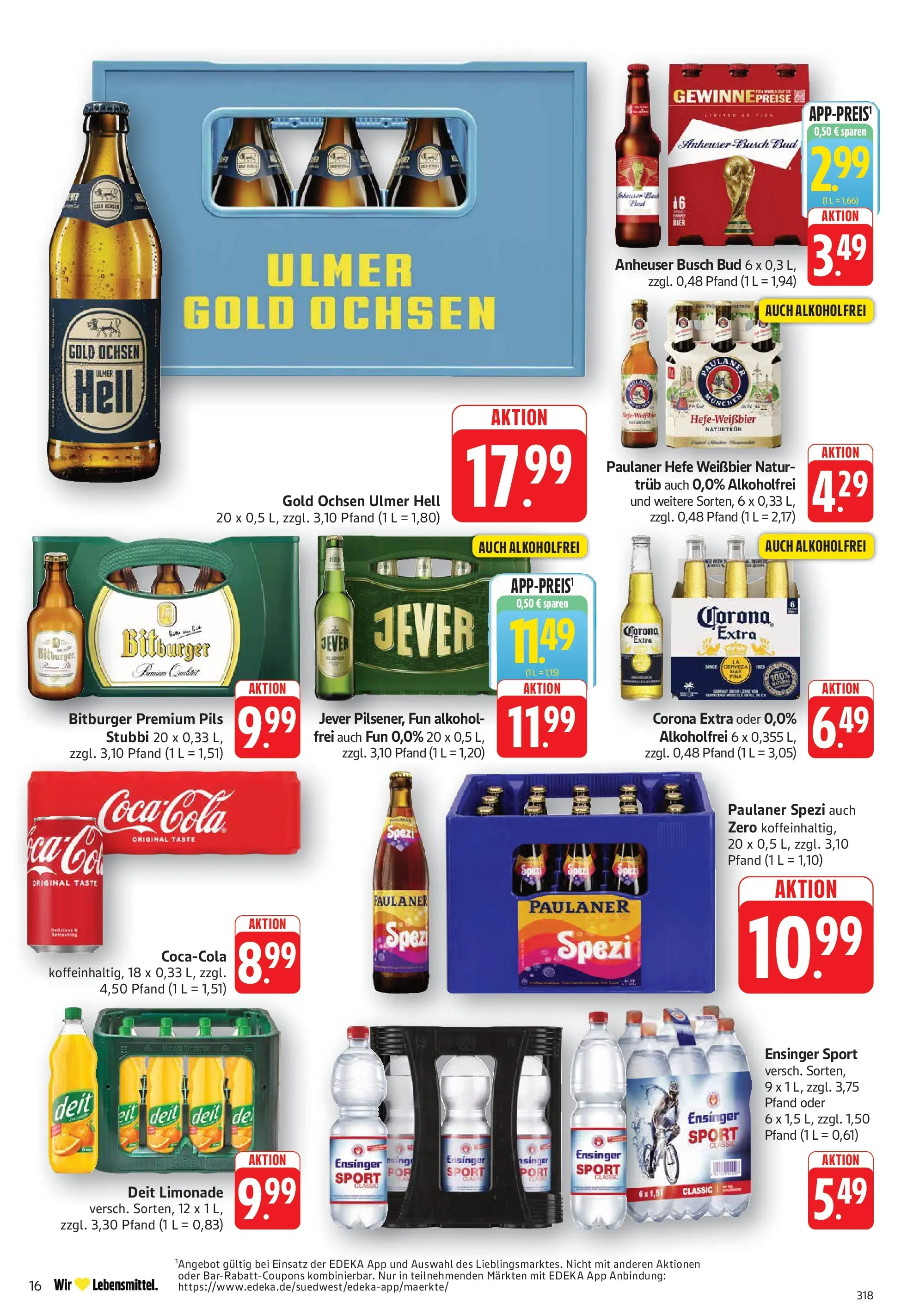 Edeka - EDEKA: Wochenangebote (ab 05.07.2026) » Angebote Online | Seite: 16 | Produkte: Bitburger, Weißbier, Paulaner spezi, Hefe weissbier