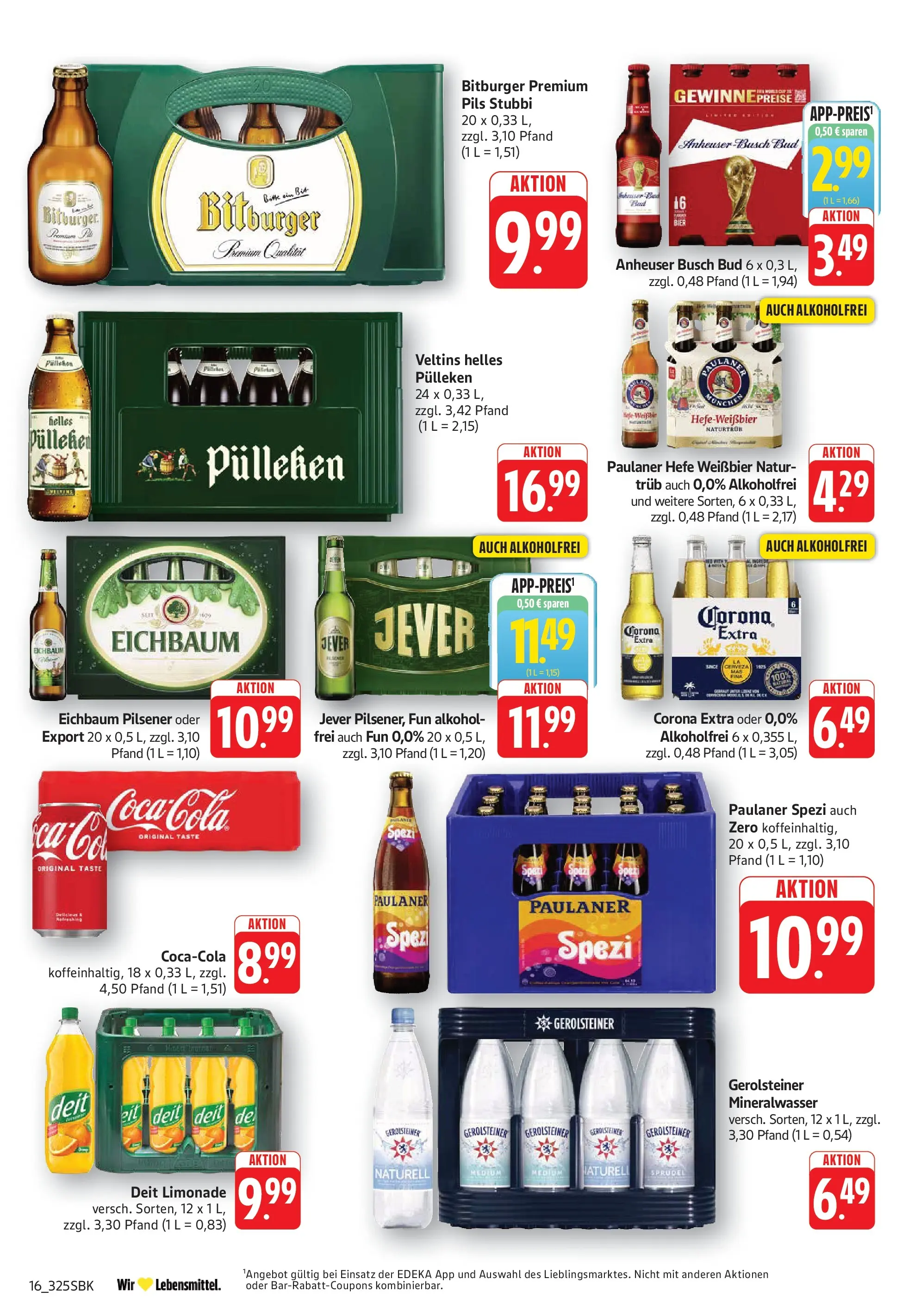 Edeka Prospekt Bruchsal (ab 06.07.2026) » Angebote Online | Seite: 16 | Produkte: Bitburger, Paulaner spezi, Paulaner, Gerolsteiner
