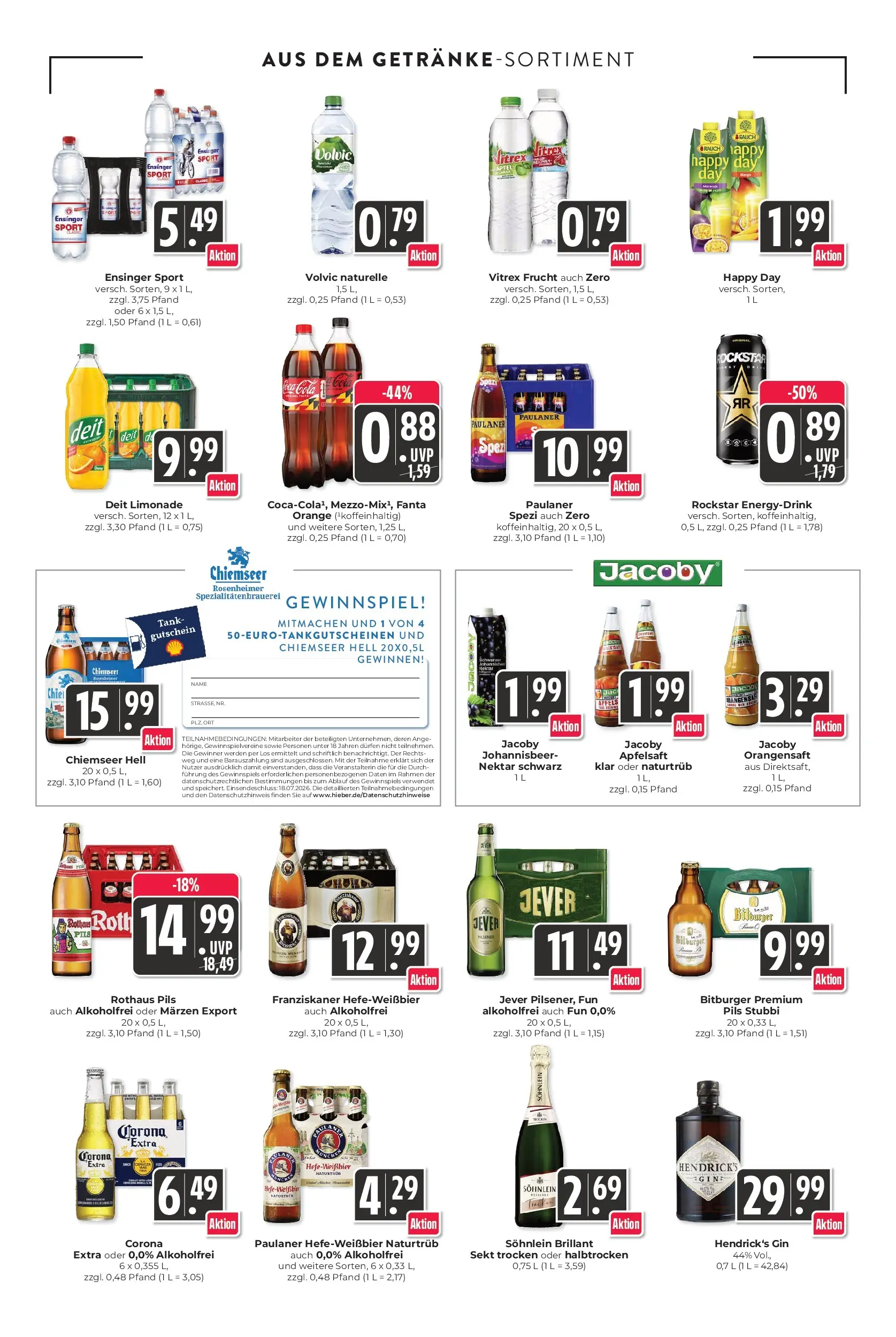 E center Prospekt Lörrach (ab 06.07.2026) zum Blättern | Seite: 14 | Produkte: Rockstar, Pils, Orangensaft, Gin