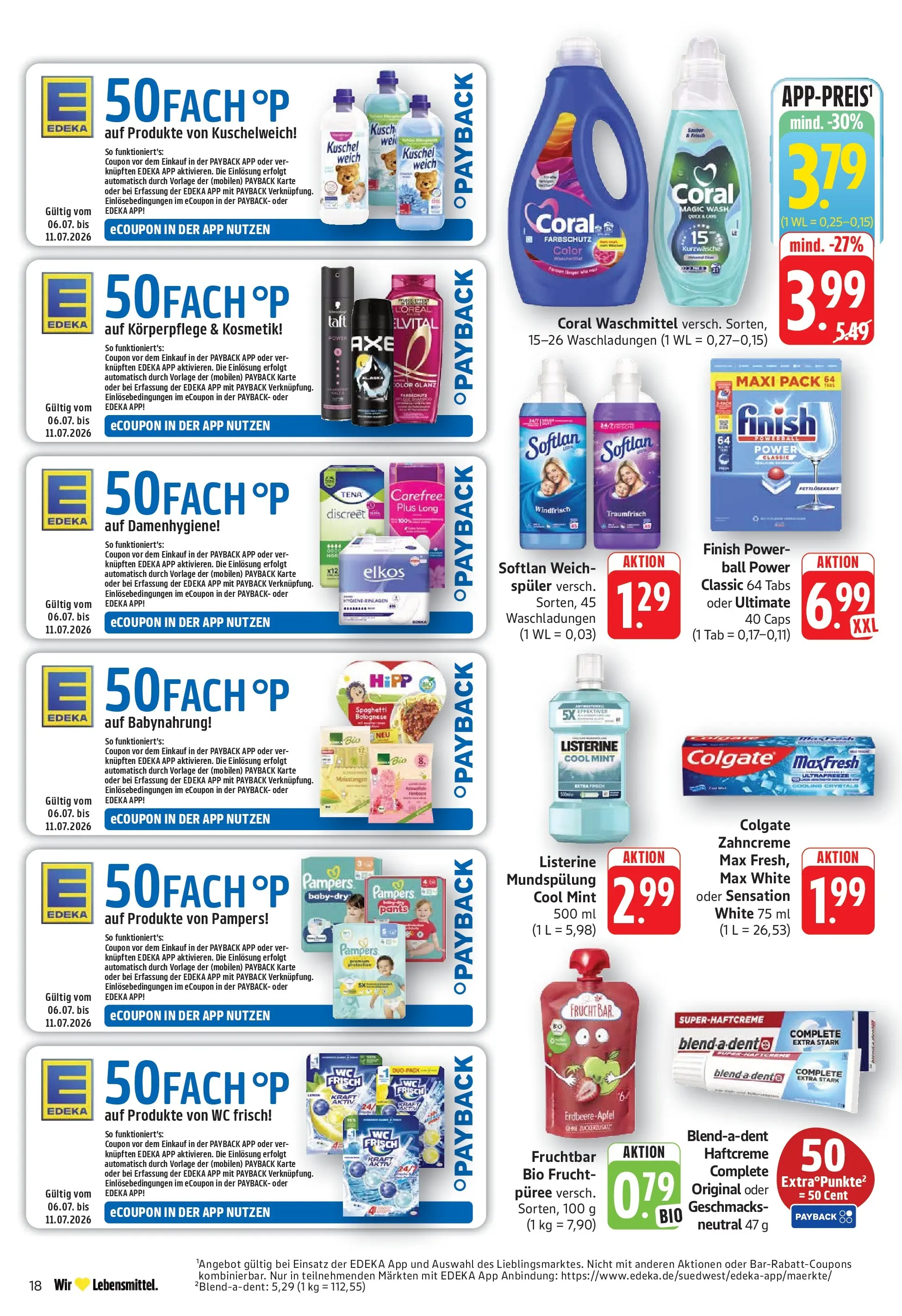 Edeka - EDEKA: Wochenangebote (ab 05.07.2026) » Angebote Online | Seite: 18 | Produkte: Kuschelweich, Coral waschmittel, Finish, Babynahrung