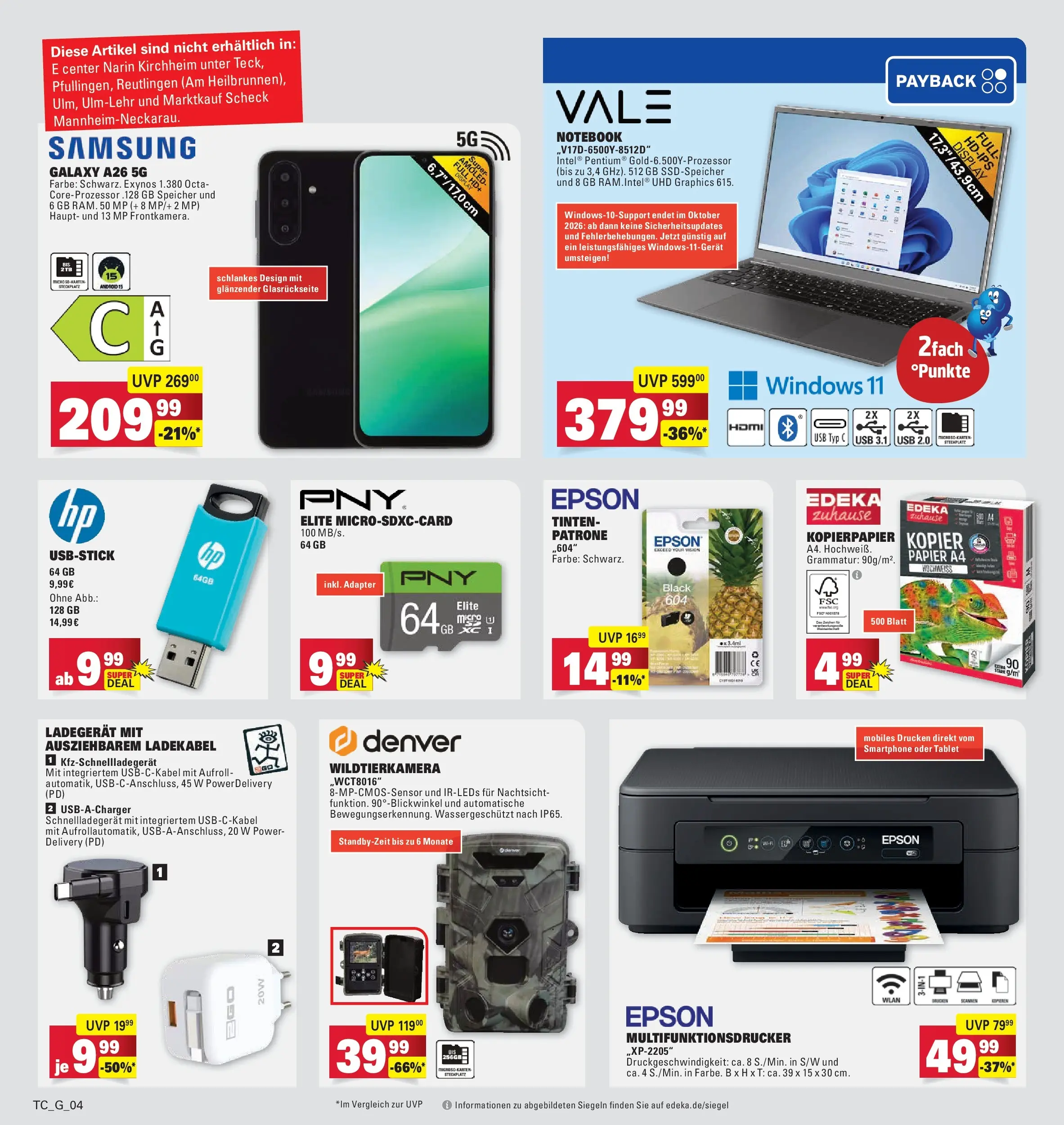 Edeka - EDEKA: Wochenangebote (ab 05.07.2026) » Angebote Online | Seite: 32 | Produkte: Epson, Adapter, Ladekabel, Notebook
