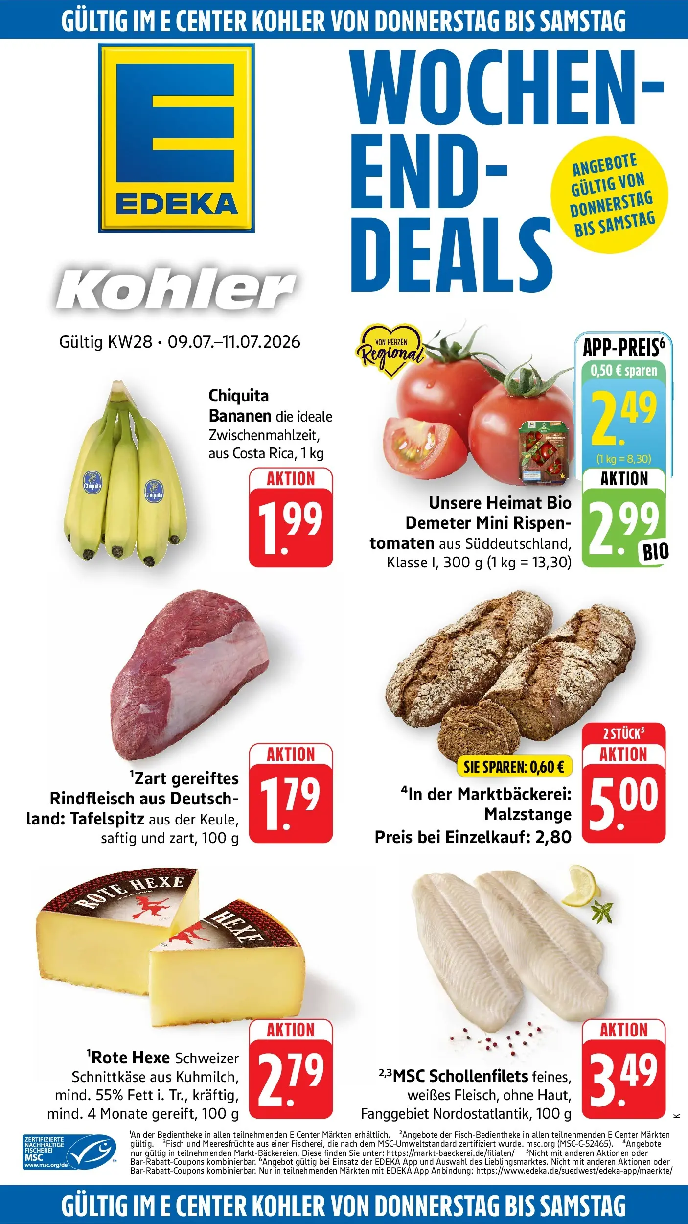 Edeka Prospekt Kehl (ab 06.07.2026) » Angebote Online | Seite: 42 | Produkte: Tafelspitz, Bananen, Tomaten, Rindfleisch