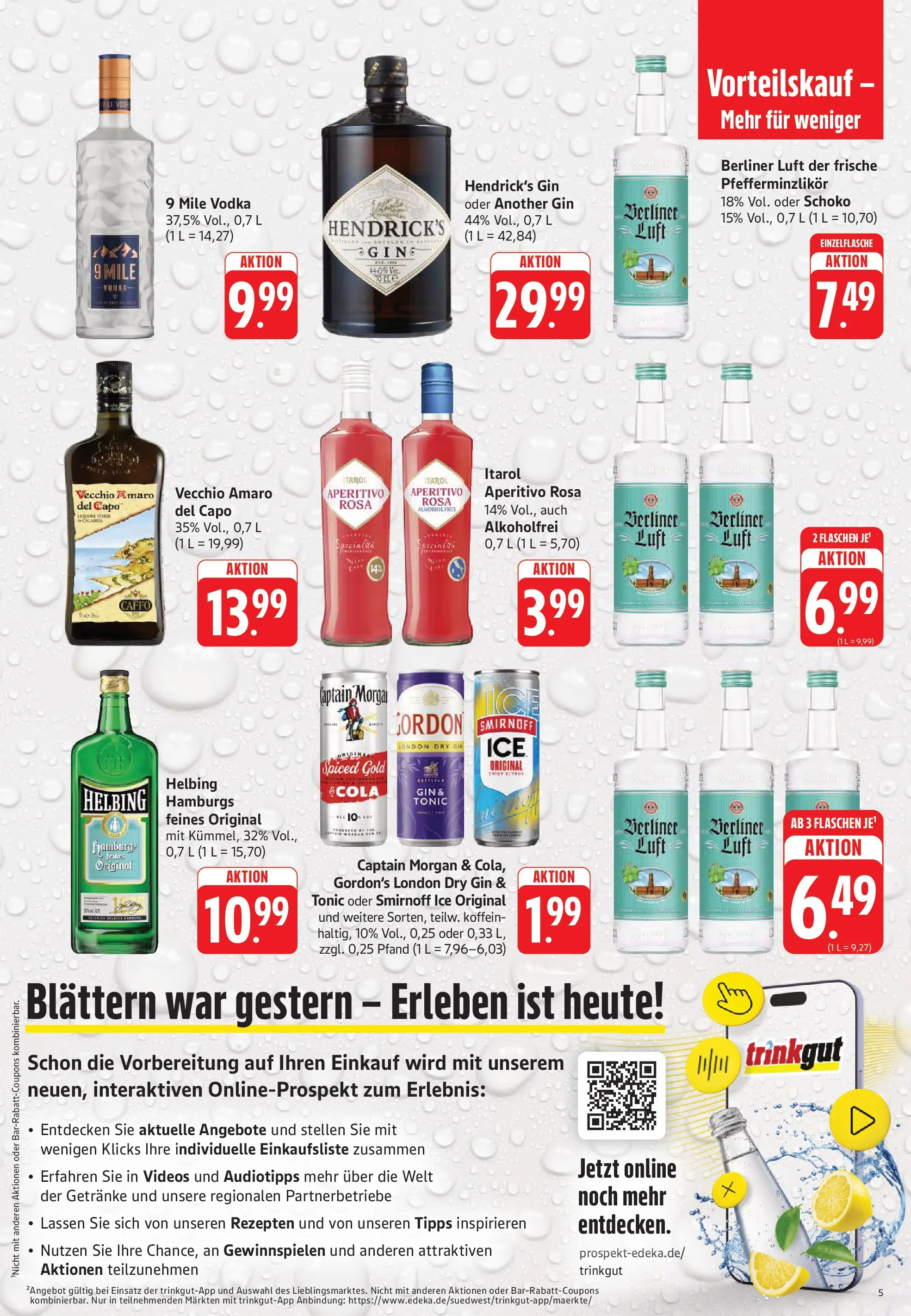 Trinkgut Prospekt Weissach Im Tal (ab 05.07.2026) » Angebote online | Seite: 5 | Produkte: Berliner, Smirnoff, Captain morgan, Gin