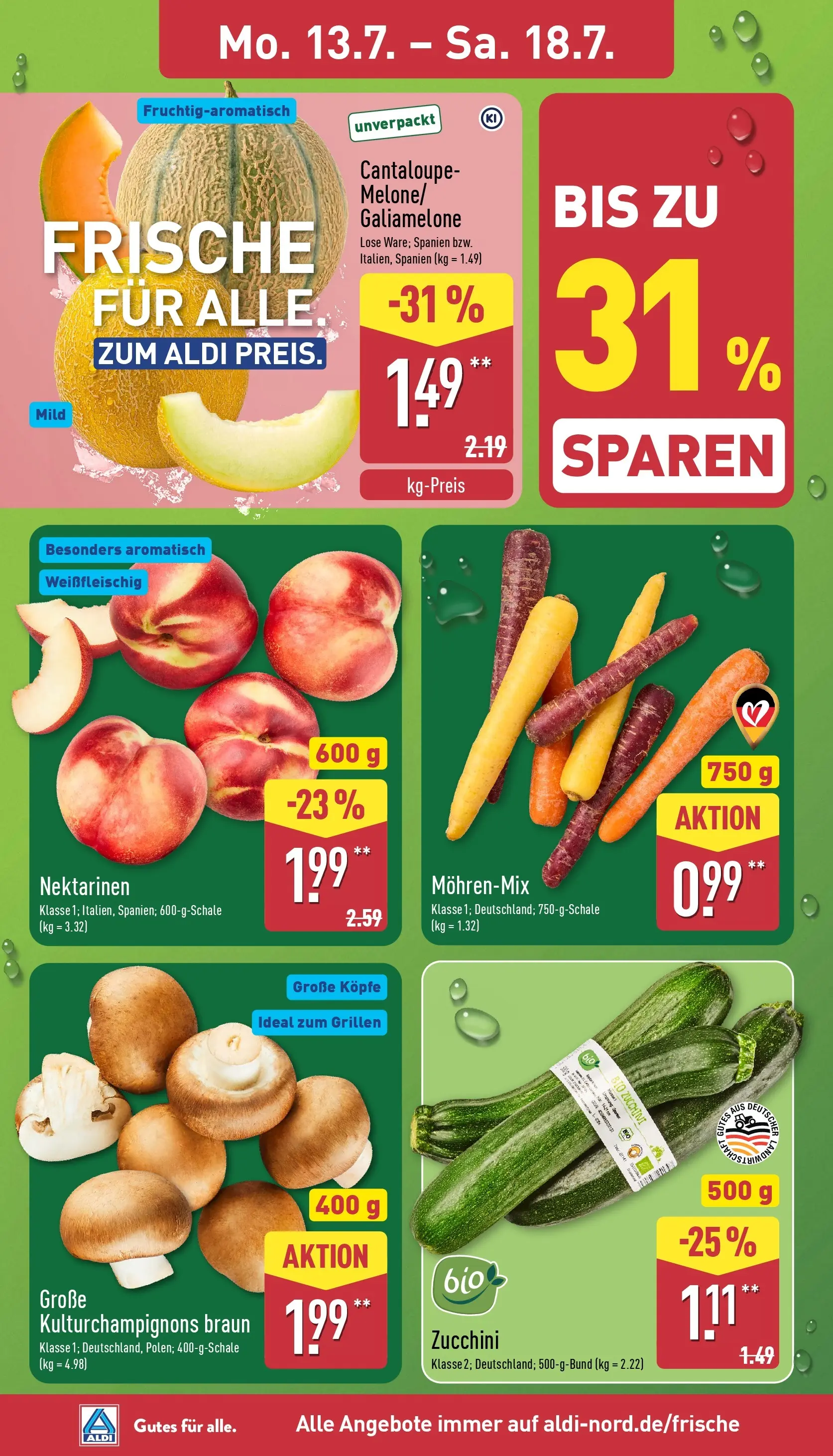 Aldi - ALDI Nord: Wochenangebote (ab 12.07.2026) » Angebote Online | Seite: 2 | Produkte: Nektarinen, Melone, Zucchini