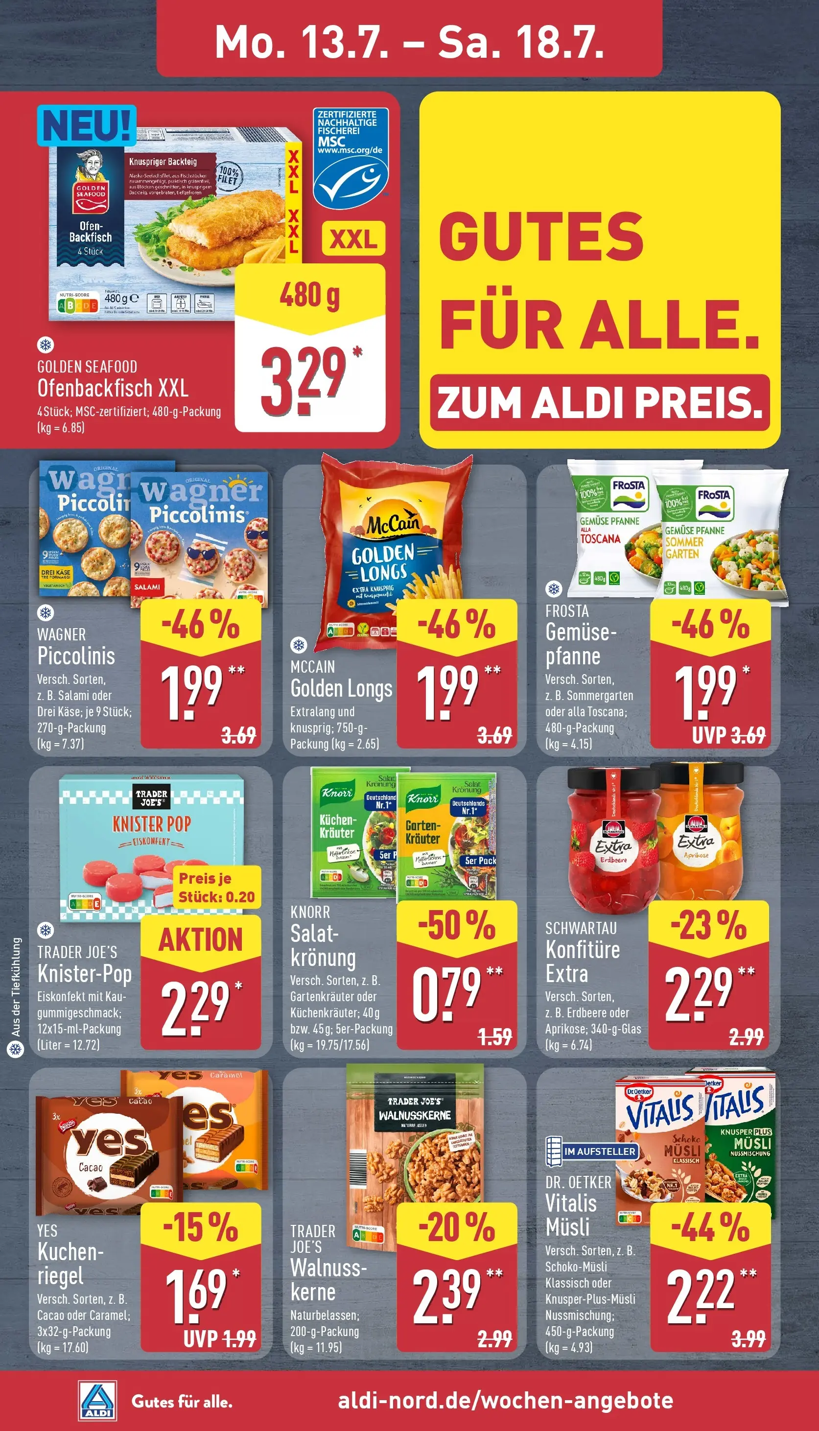 Aldi - ALDI Nord: Wochenangebote (ab 12.07.2026) » Angebote Online | Seite: 6 | Produkte: Käse, Frosta, Gemüse, Piccolinis