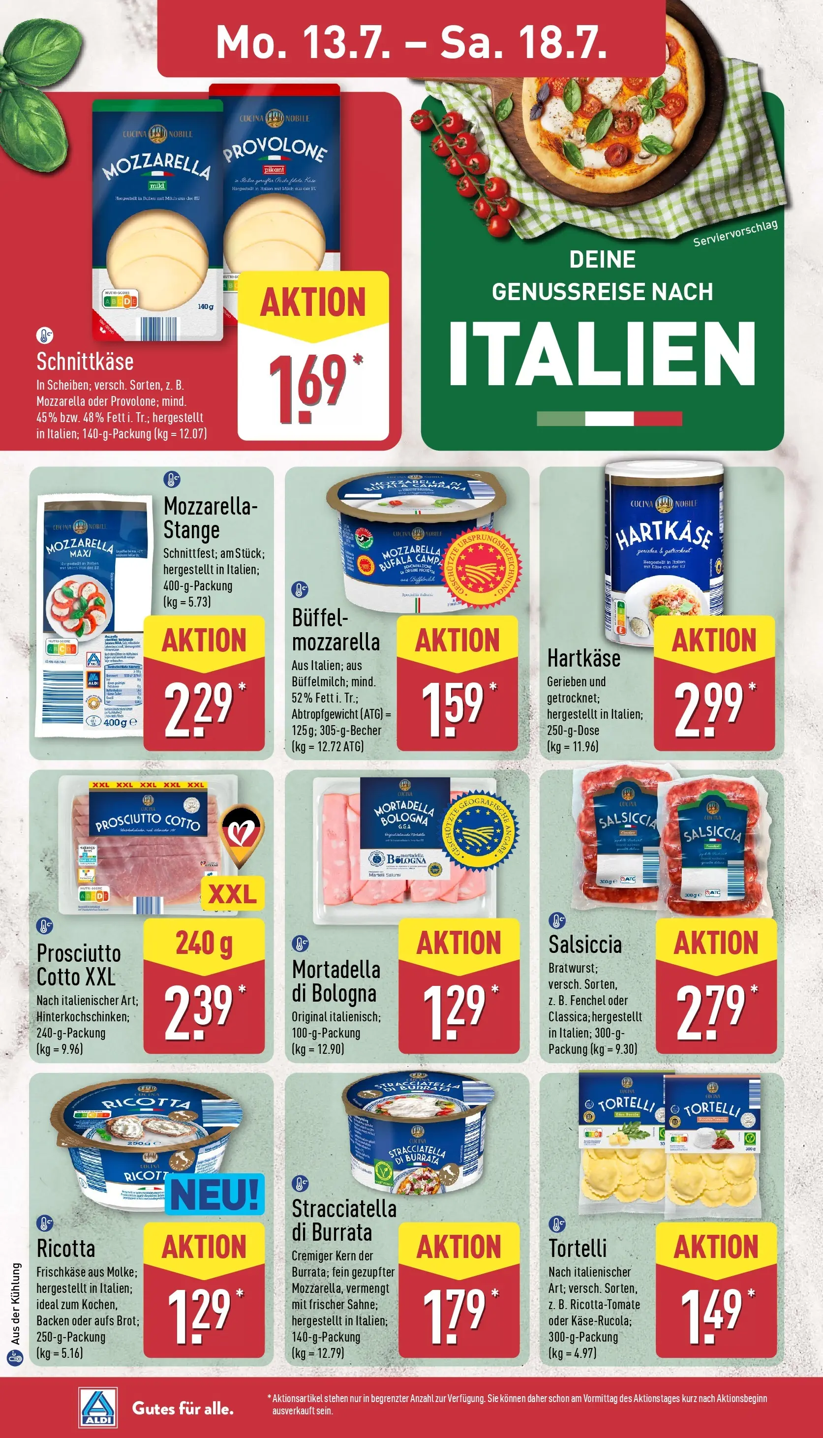 Aldi - ALDI Nord: Wochenangebote (ab 12.07.2026) » Angebote Online | Seite: 10 | Produkte: Milch, Mozzarella, Burrata, Frischkase