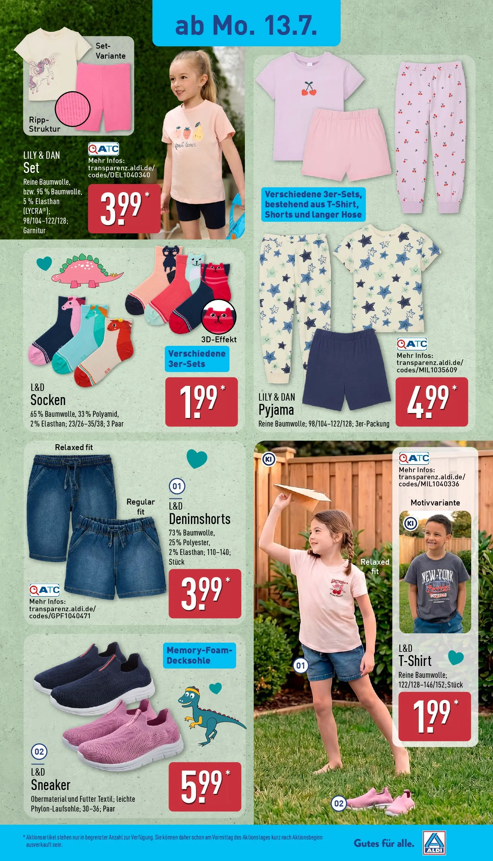 Aldi - ALDI Nord: Wochenangebote (ab 12.07.2026) » Angebote Online | Seite: 21 | Produkte: T-Shirt, Hose, Socken, Pyjama