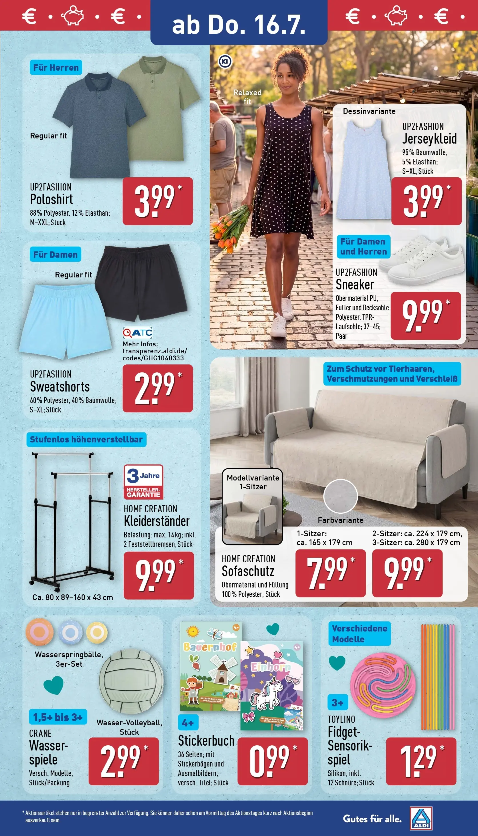 Aldi - ALDI Nord: Wochenangebote (ab 12.07.2026) » Angebote Online | Seite: 25 | Produkte: Sweatshorts, Poloshirt, Wasser, Volleyball