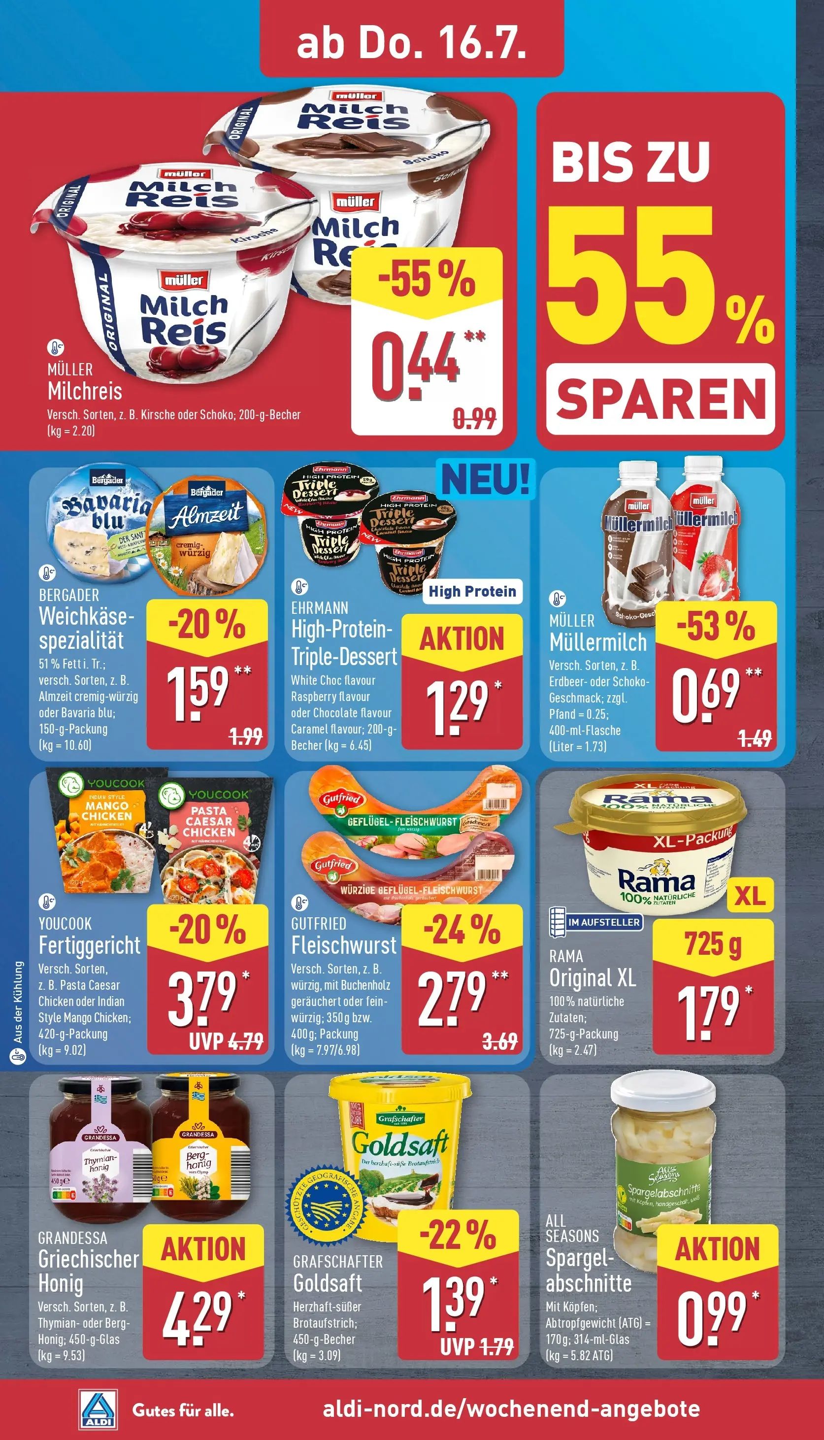 Aldi - ALDI Nord: Wochenangebote (ab 12.07.2026) » Angebote Online | Seite: 28 | Produkte: Rama, Milch, Pudding, Muller mullermilch