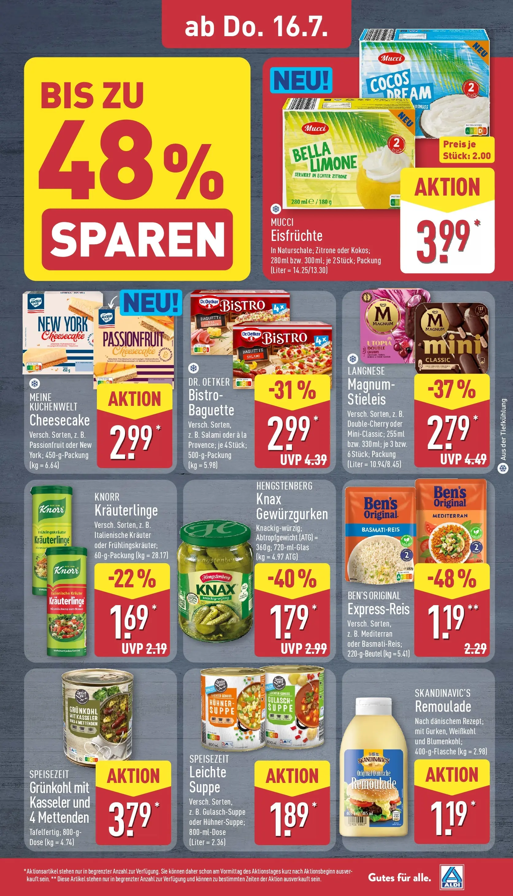 Aldi - ALDI Nord: Wochenangebote (ab 12.07.2026) » Angebote Online | Seite: 29 | Produkte: Basmatireis, Baguette, Knorr, Gulasch