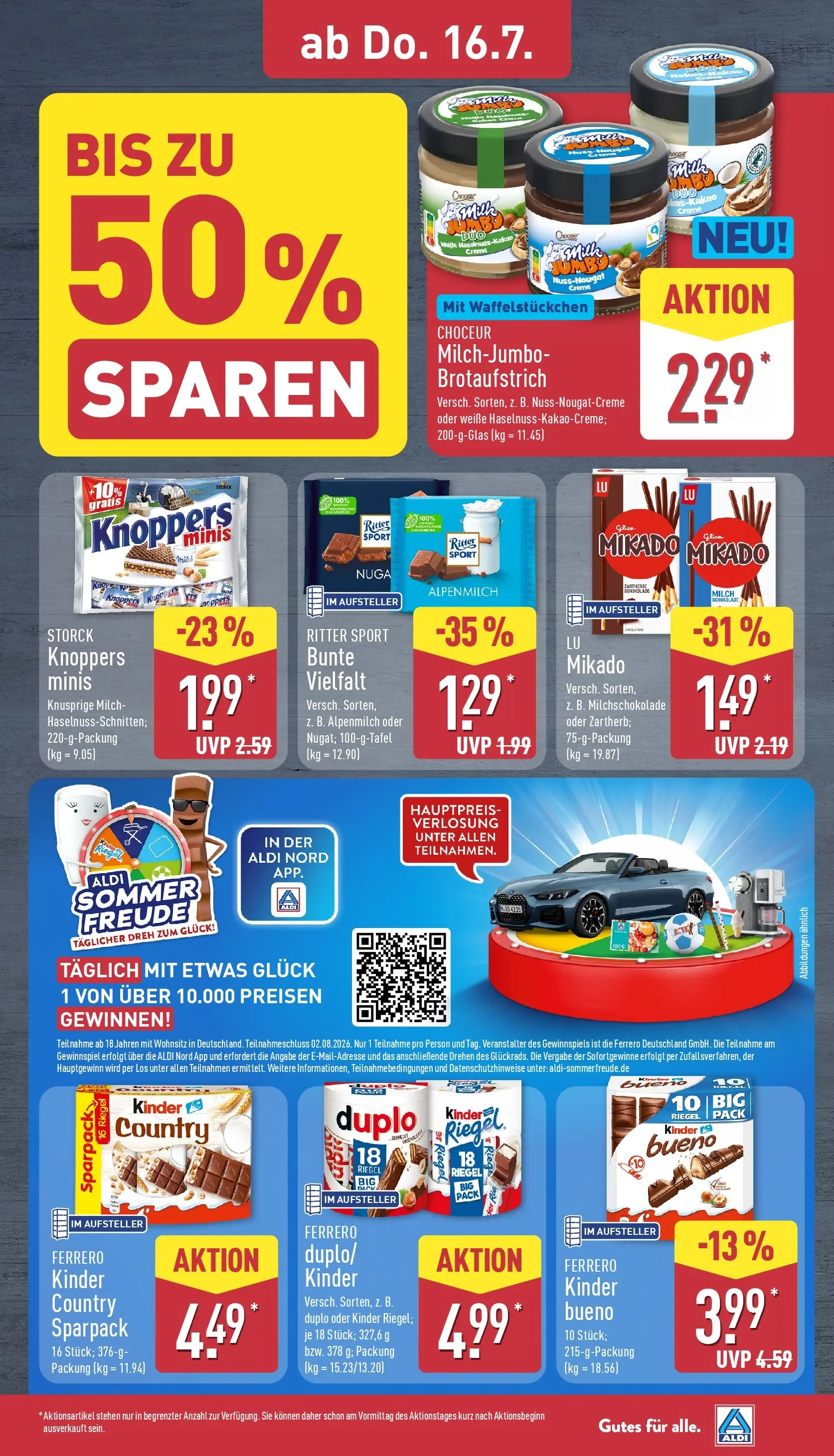 Aldi - ALDI Nord: Wochenangebote (ab 12.07.2026) » Angebote Online | Seite: 31 | Produkte: Kinder bueno, Creme, Knoppers, Kinder country