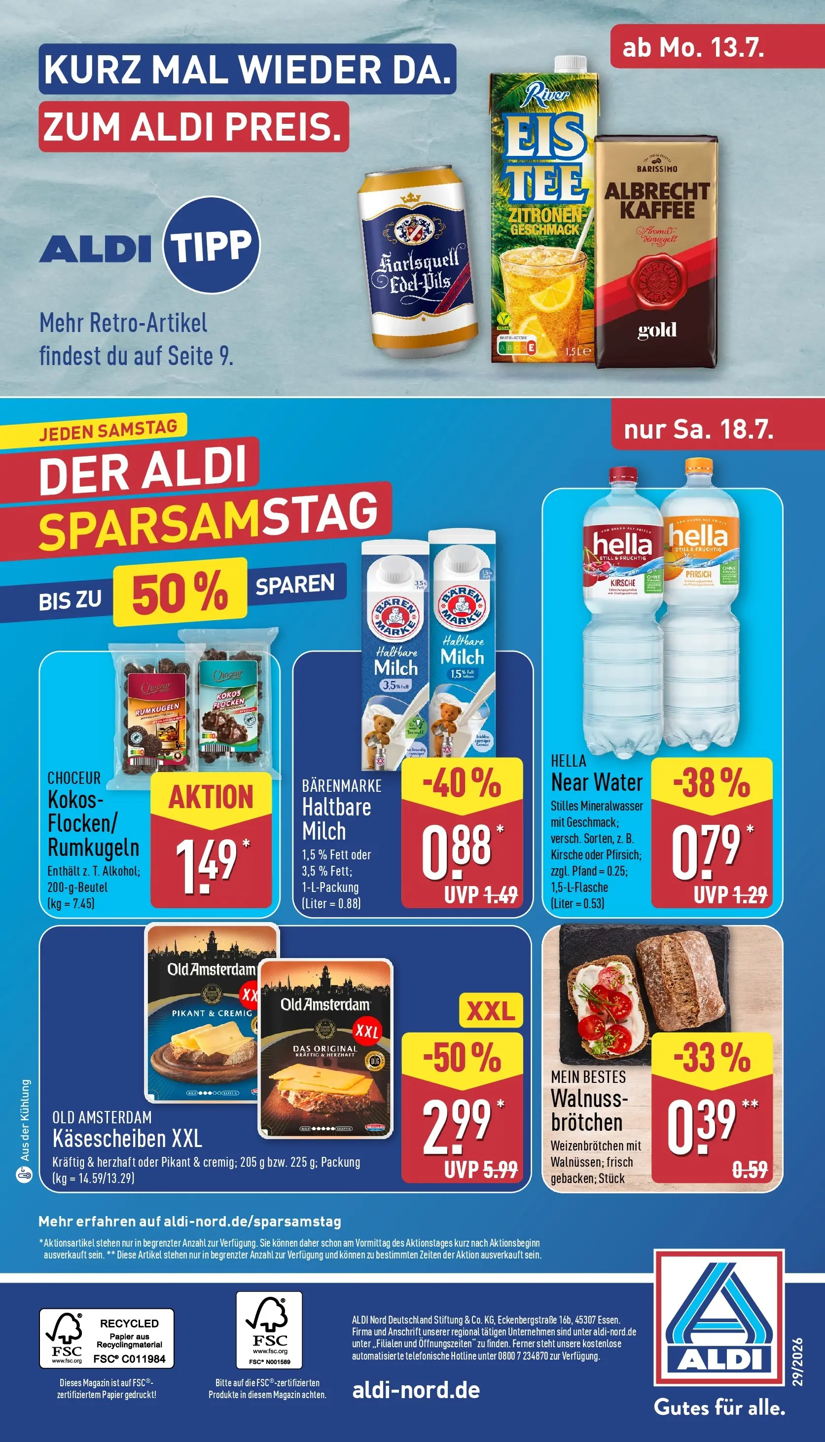 Aldi - ALDI Nord: Wochenangebote (ab 12.07.2026) » Angebote Online | Seite: 32 | Produkte: Haltbare milch, Rumkugeln, Pfirsich, Eis