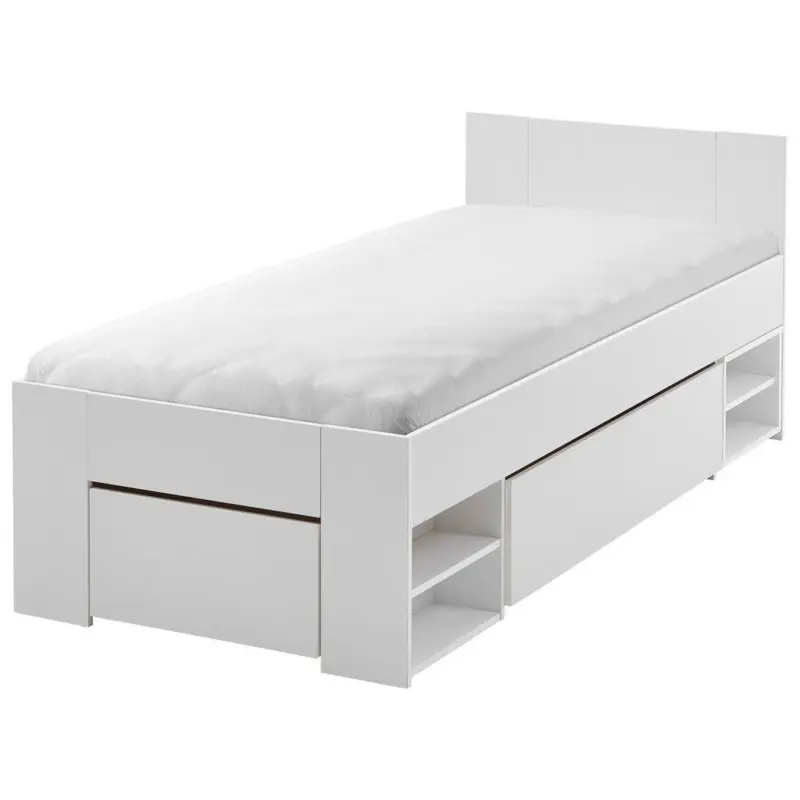 Stauraumbett mit Bettladen 90x200cm Azurro Wei&szlig;