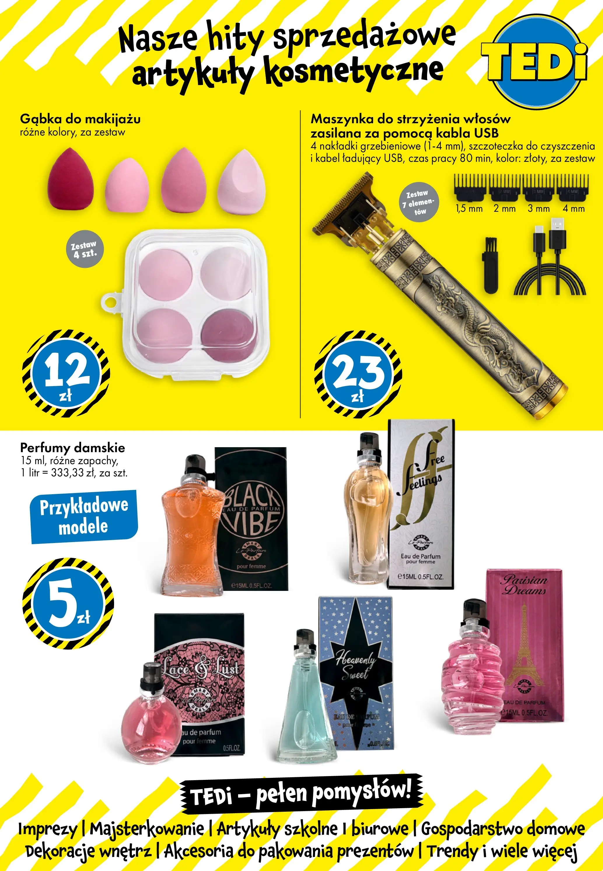 TEDi gazetka - Włoszczowa od (09.07.2026 - 16.07.2026) | Strona: 12 | Produkty: Kabel, Maszynka do strzyżenia, Perfumy, Artykuły szkolne