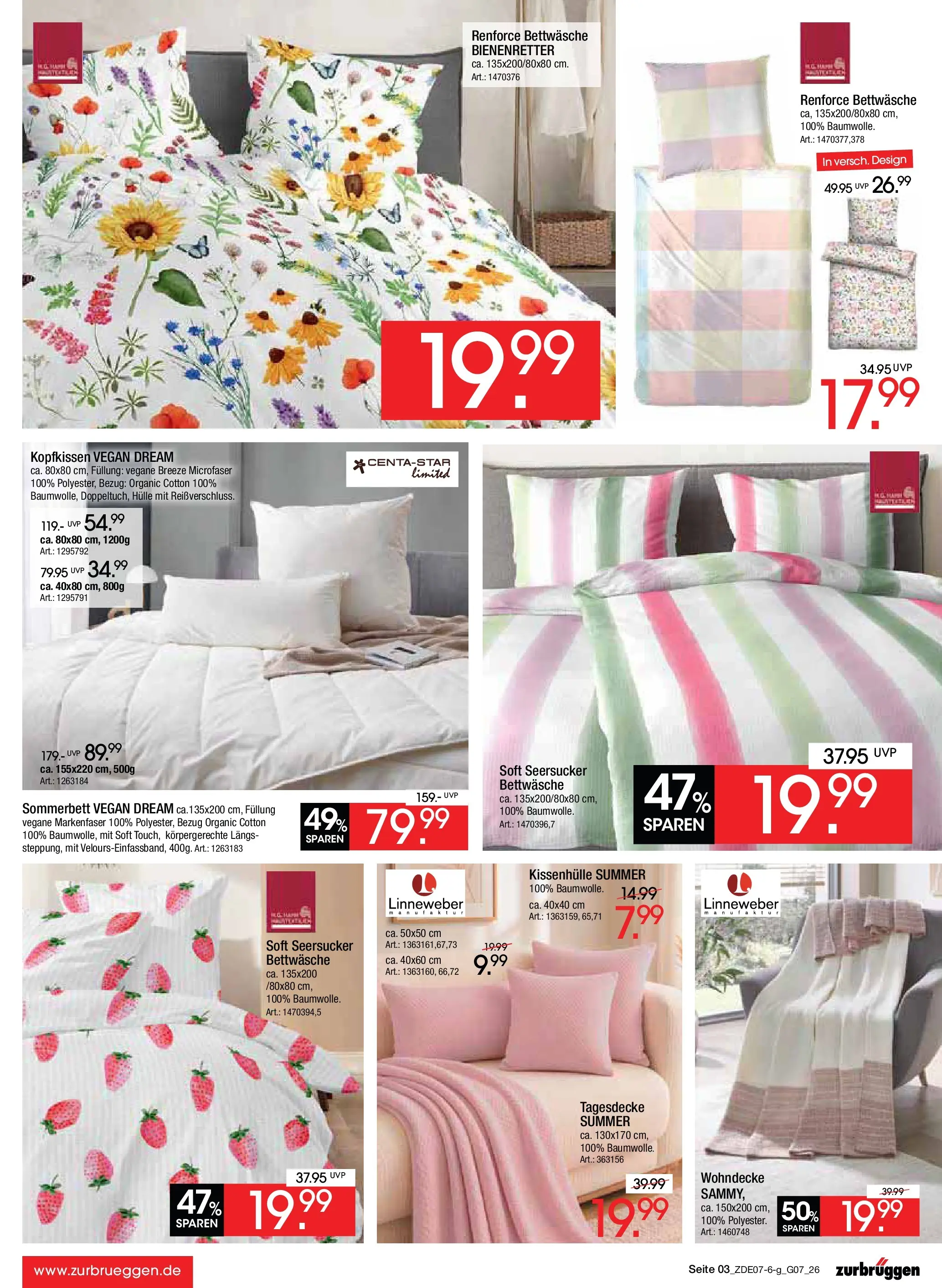 Zurbrüggen Sonderverkauf (ab 09.07.2026) zum Blättern | Seite: 3 | Produkte: Hülle, Tagesdecke, Bettwäsche, Kopfkissen