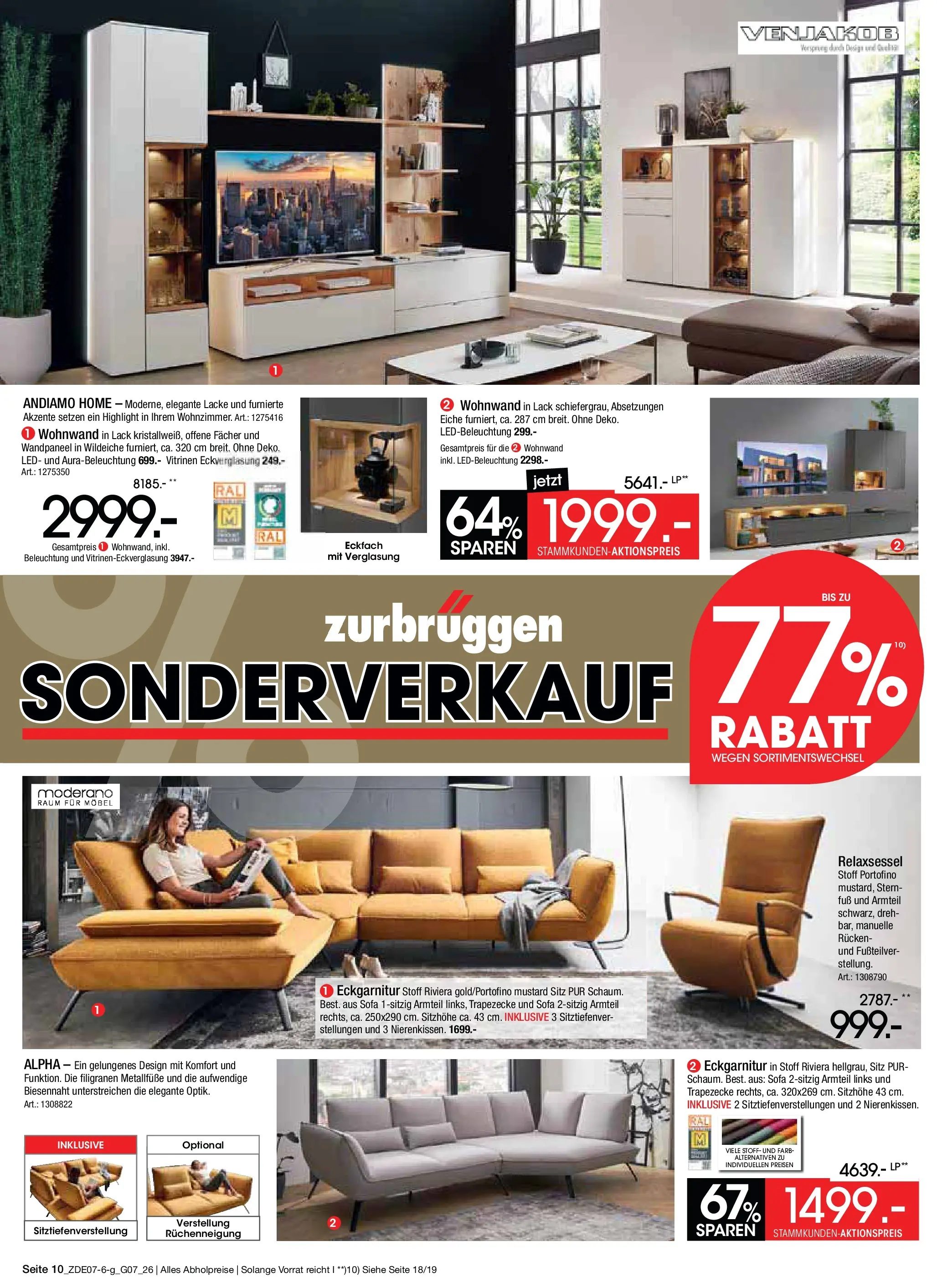 Zurbrüggen Sonderverkauf (ab 09.07.2026) zum Blättern | Seite: 10 | Produkte: Relaxsessel, Wohnwand, Sofa