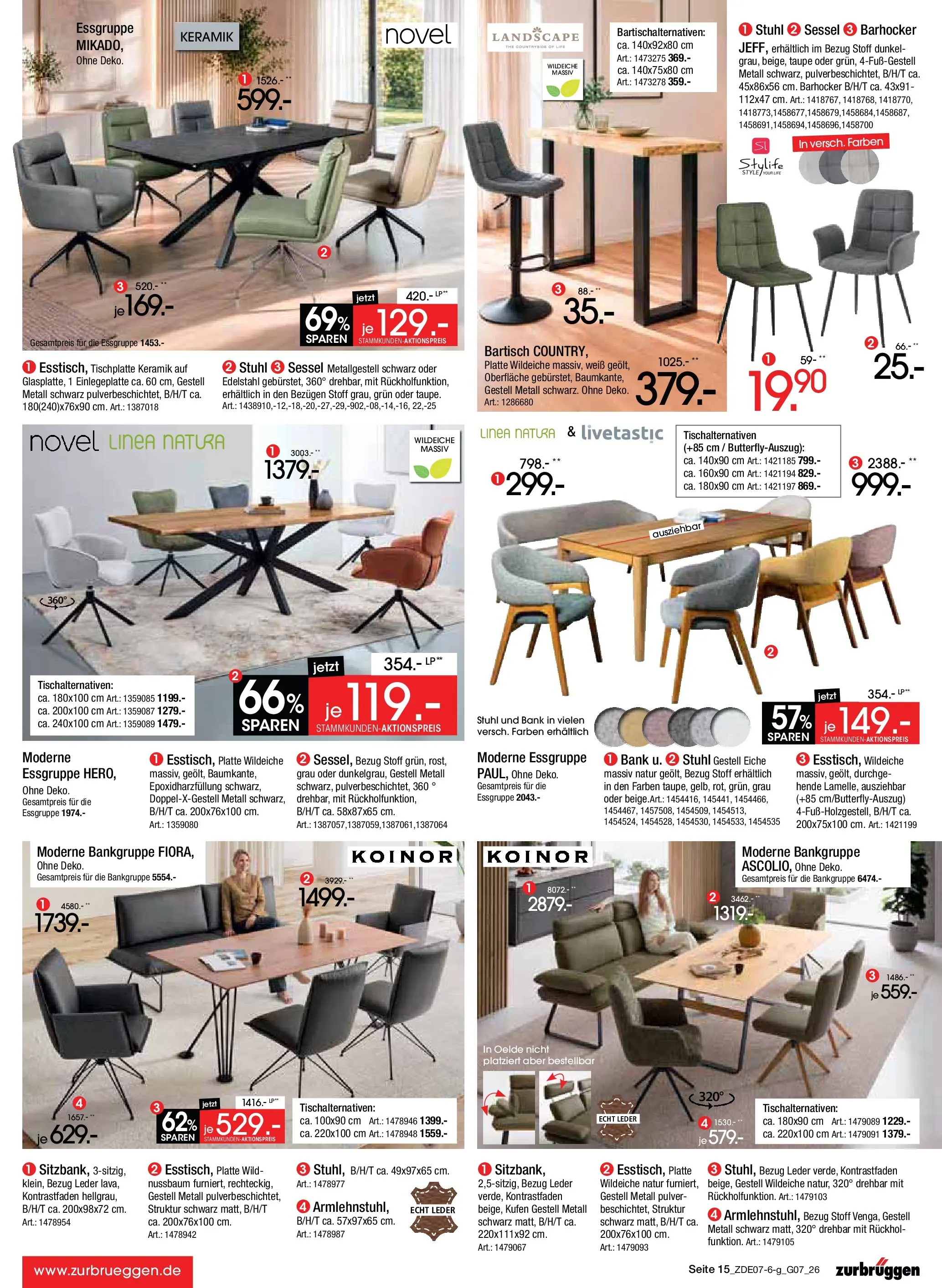 Zurbrüggen Sonderverkauf (ab 09.07.2026) zum Blättern | Seite: 15 | Produkte: Bartisch, Barhocker, Sessel, Stuhl