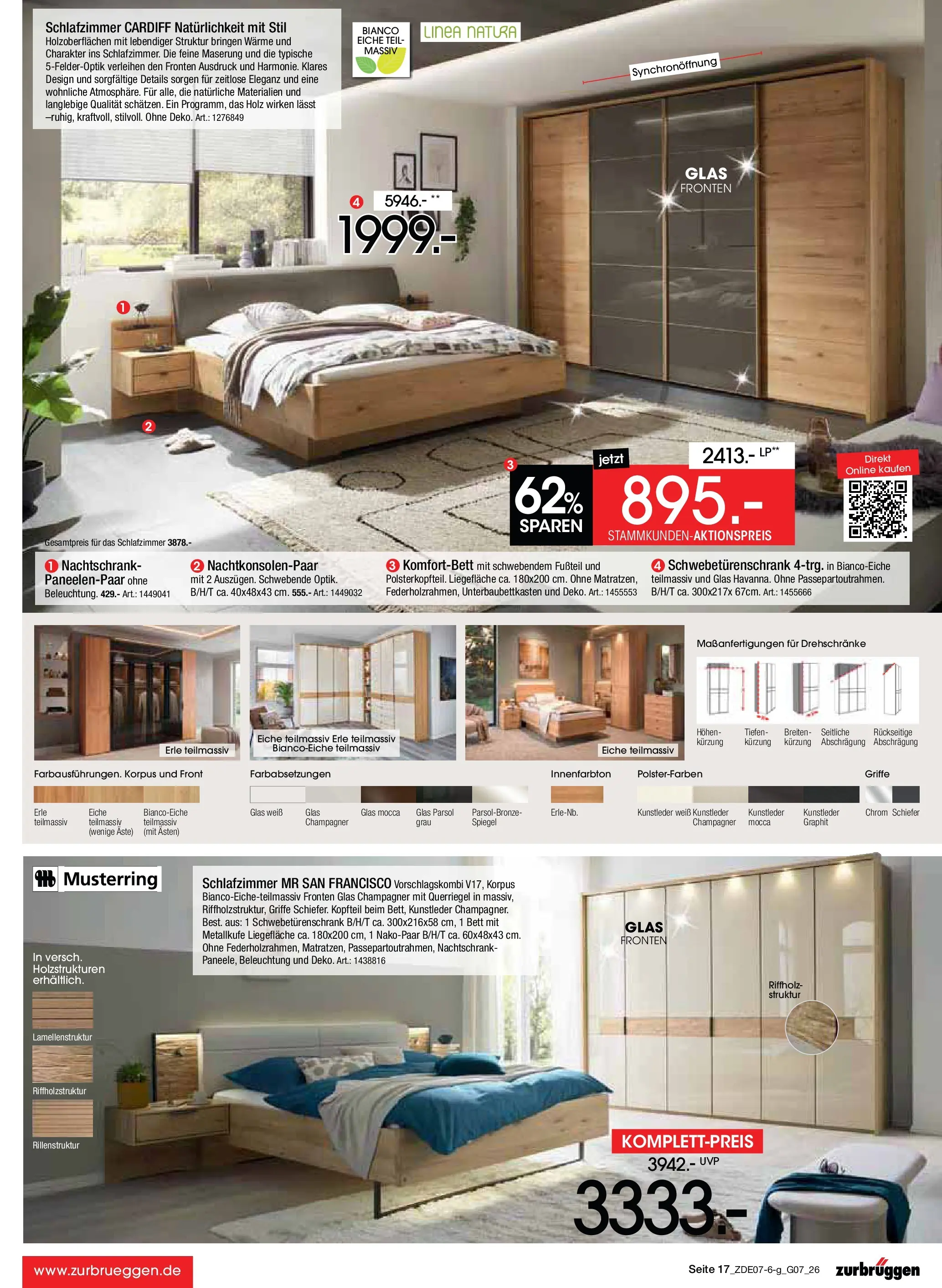 Zurbrüggen Sonderverkauf (ab 09.07.2026) zum Blättern | Seite: 17 | Produkte: Bett, Schwebetürenschrank, Spiegel