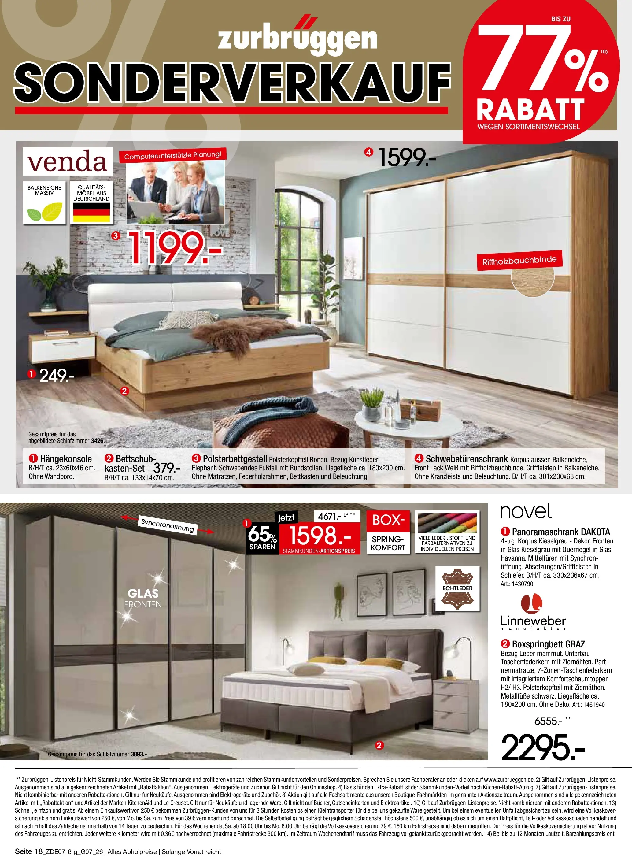 Zurbrüggen Sonderverkauf (ab 09.07.2026) zum Blättern | Seite: 18 | Produkte: Schwebetürenschrank, Boxspringbett, Box, Uhr