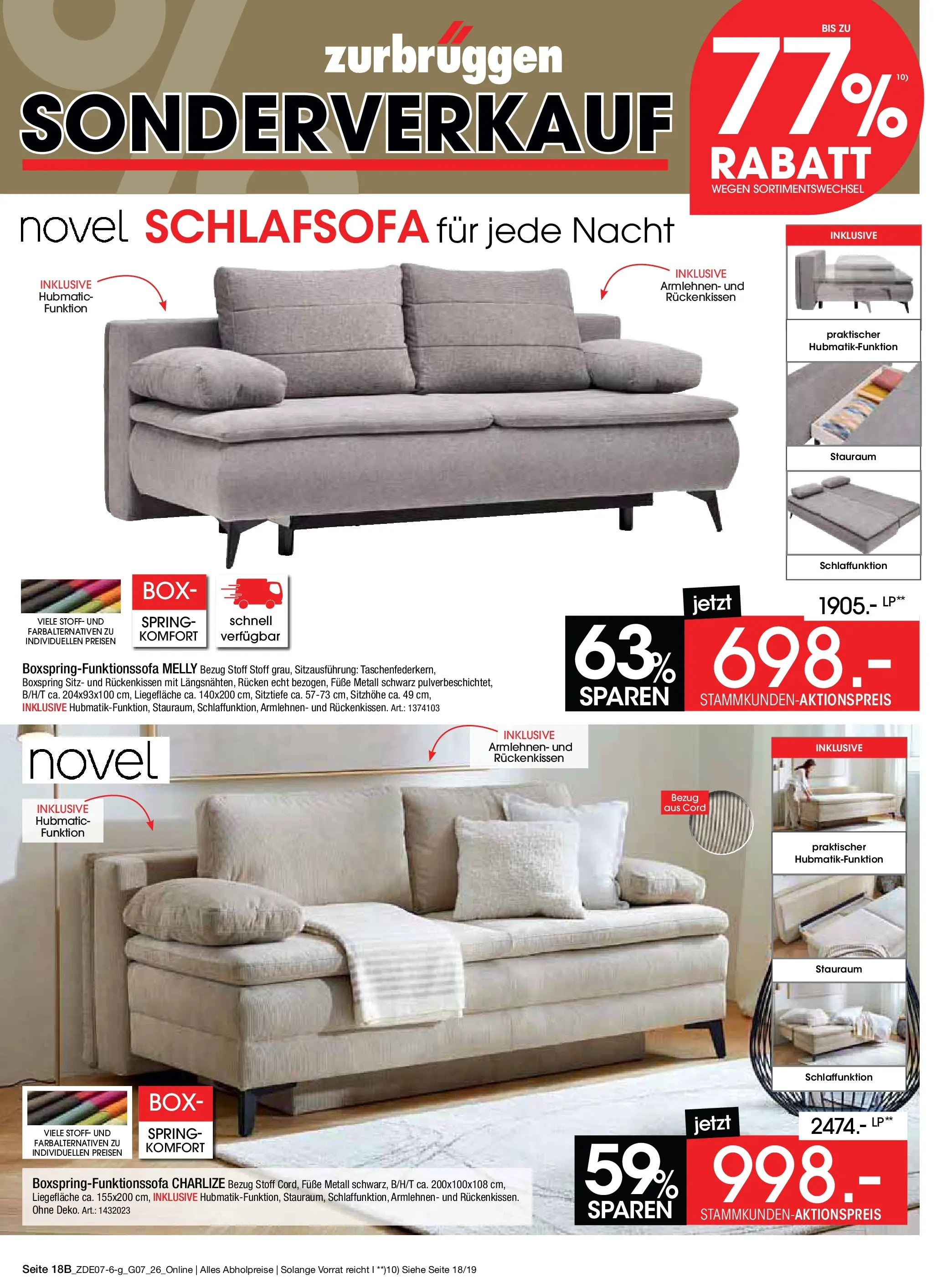 Zurbrüggen Sonderverkauf (ab 09.07.2026) zum Blättern | Seite: 22 | Produkte: Schlafsofa, Box
