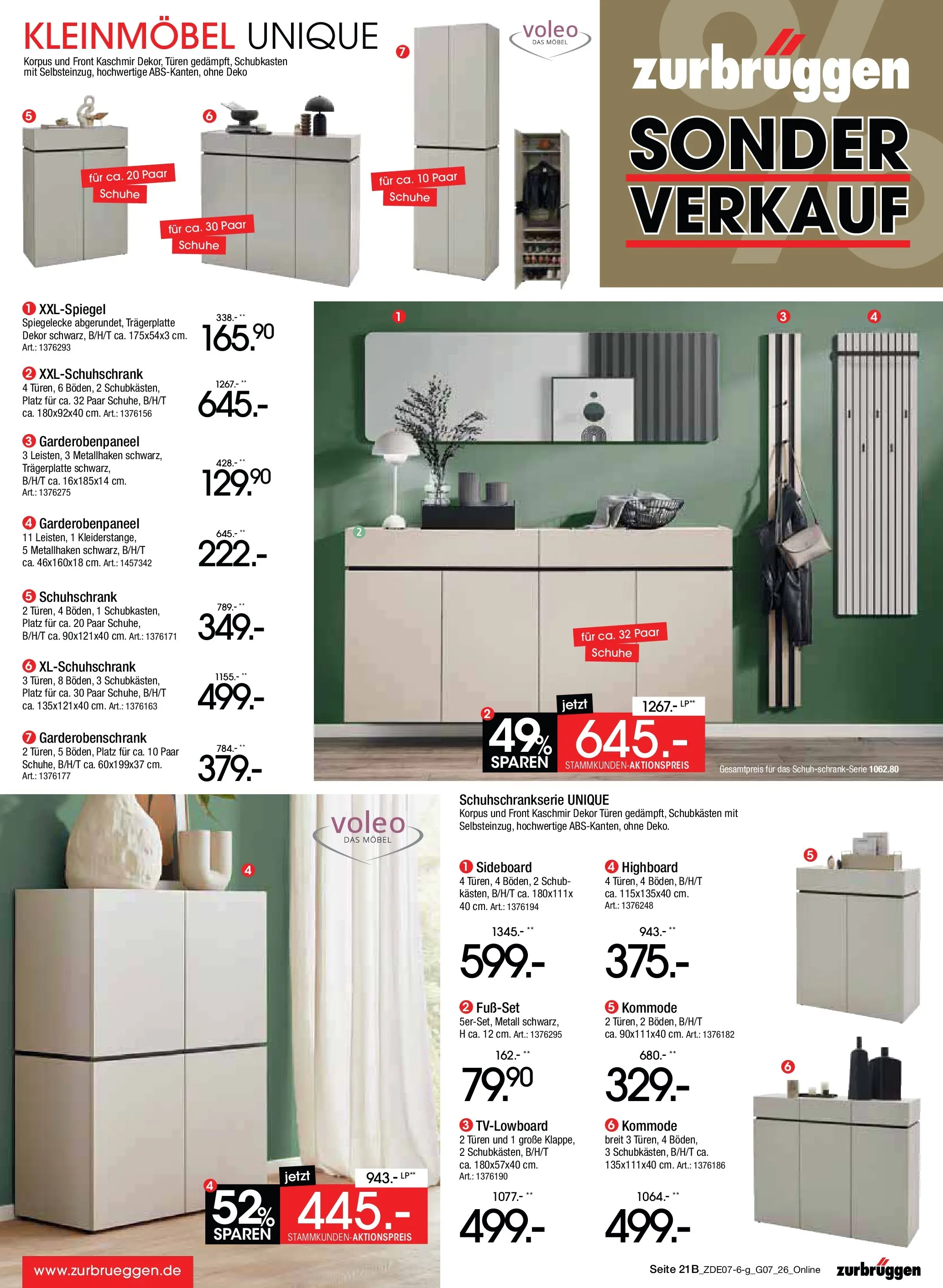 Zurbrüggen Sonderverkauf (ab 09.07.2026) zum Blättern | Seite: 31 | Produkte: Sideboard, HIghboard, Kommode, Garderobenschrank