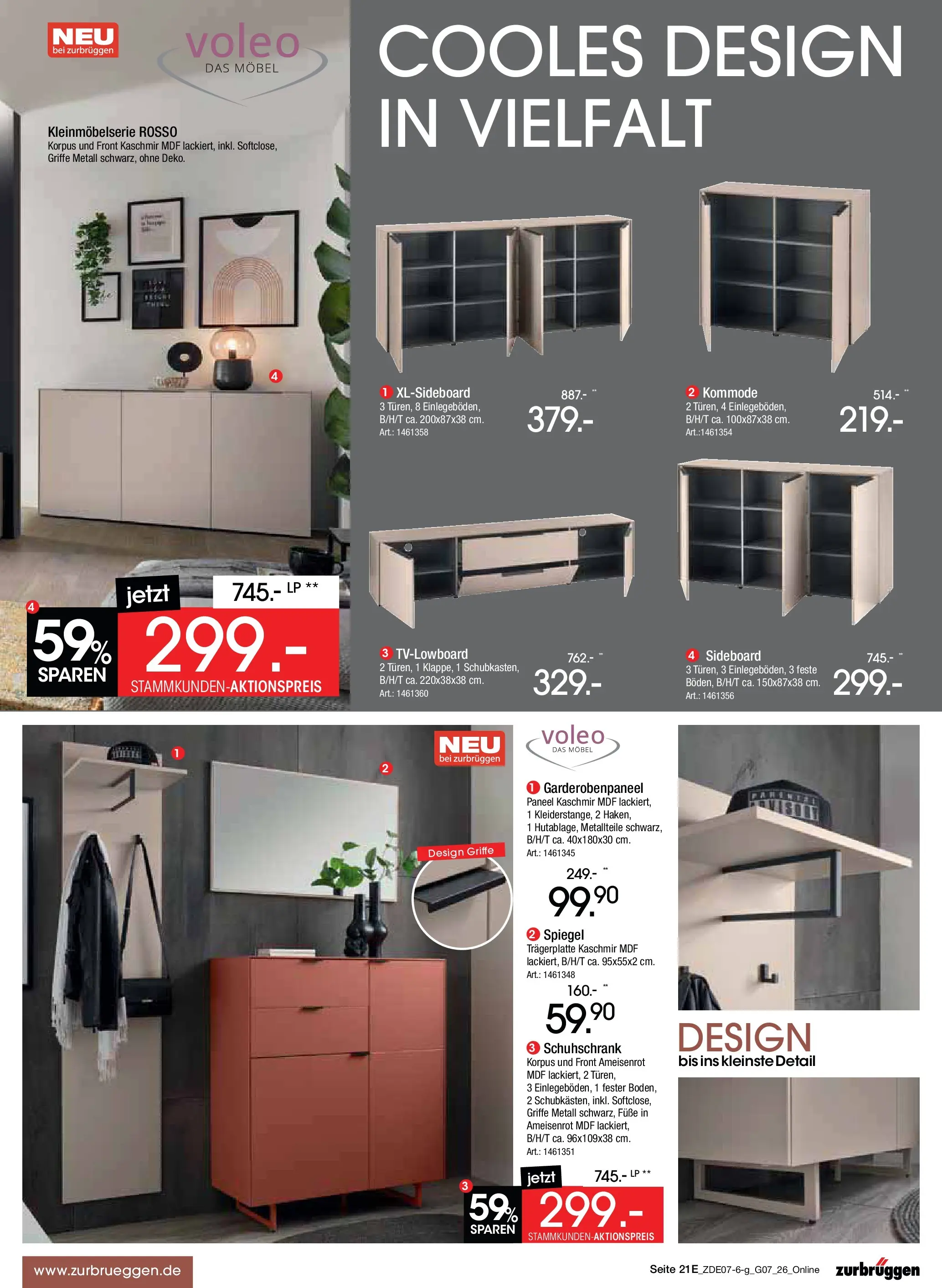 Zurbrüggen Sonderverkauf (ab 09.07.2026) zum Blättern | Seite: 37 | Produkte: Sideboard, Kommode, Spiegel
