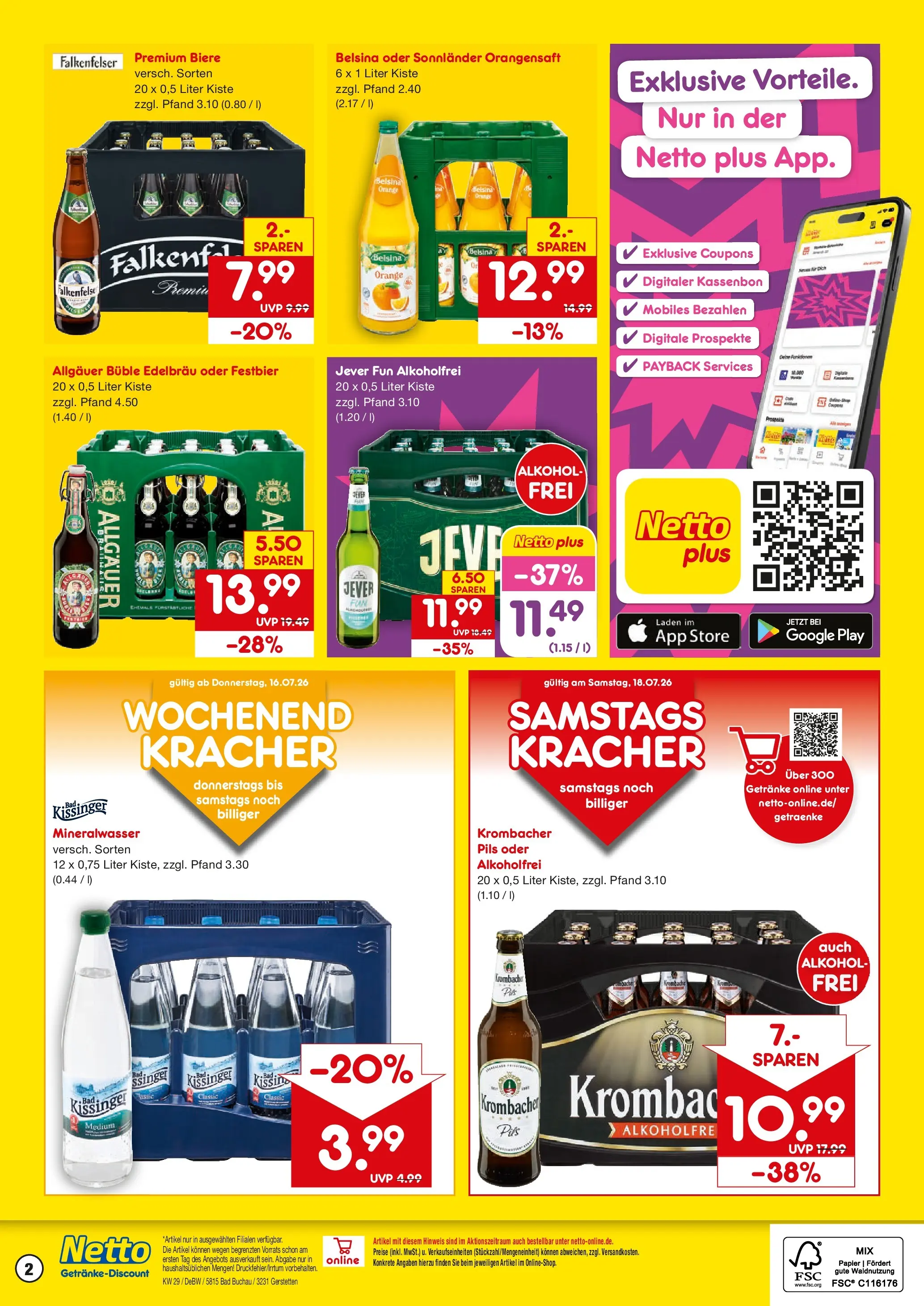 Netto Marken-Discount Prospekt Gerstetten (ab 13.07.2026) » Angebote | Seite: 2 | Produkte: Bad, Pils, Orangensaft, Krombacher