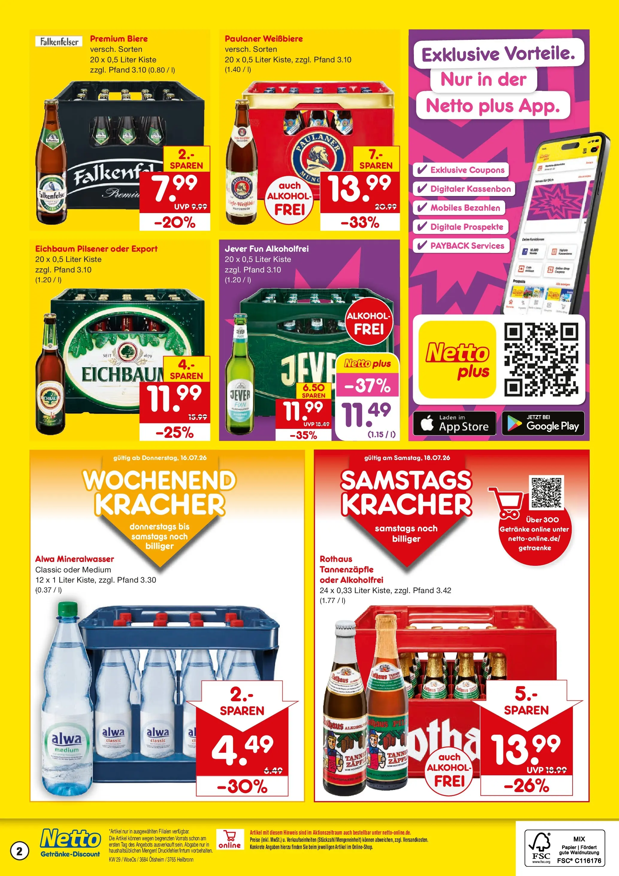 Netto Marken-Discount Prospekt Ötisheim (ab 13.07.2026) » Angebote | Seite: 2 | Produkte: Mineralwasser, Jever, Paulaner