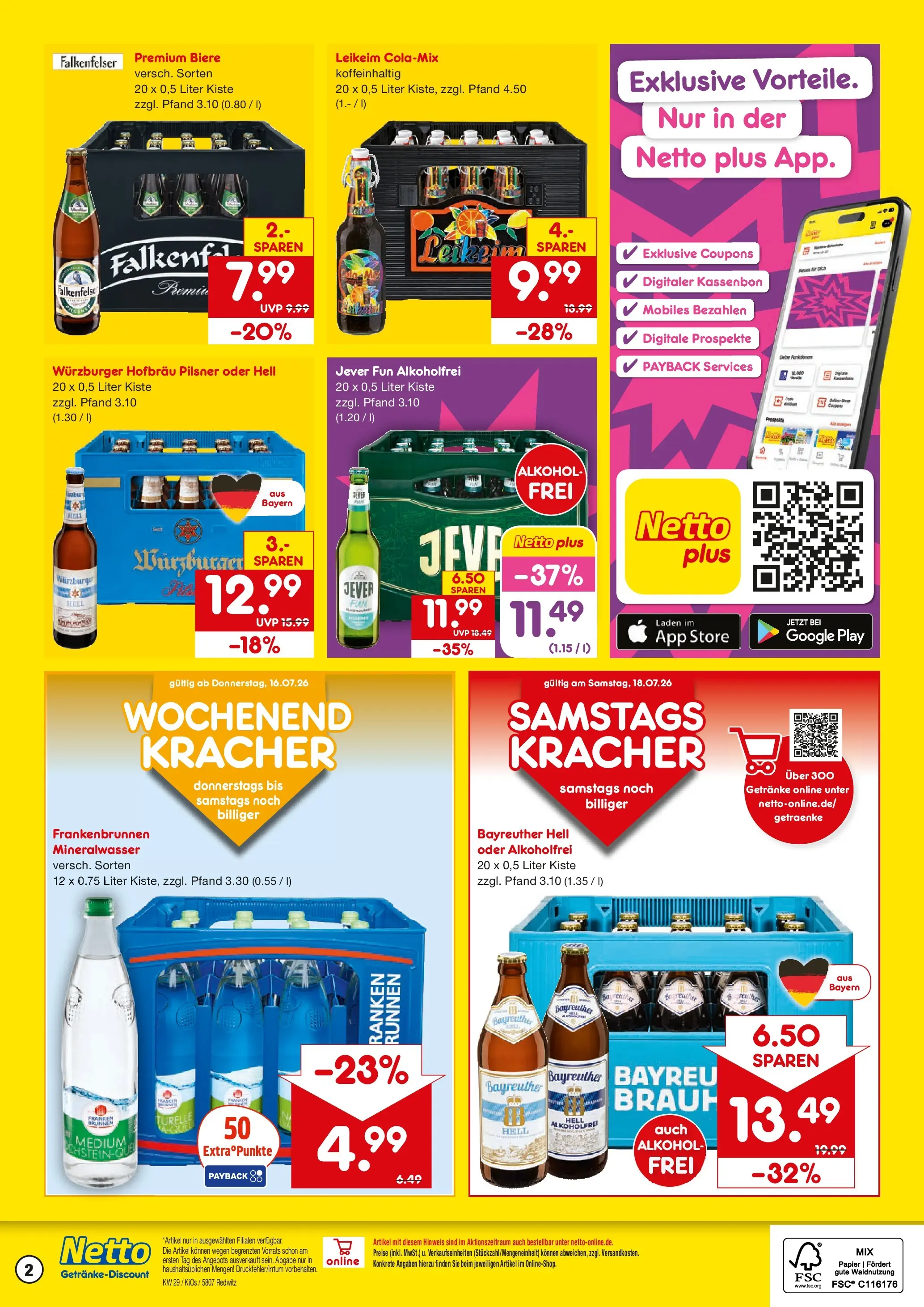 Netto Marken-Discount Prospekt Redwitz (ab 13.07.2026) » Angebote | Seite: 2 | Produkte: Bayreuther hell, Mineralwasser, Jever