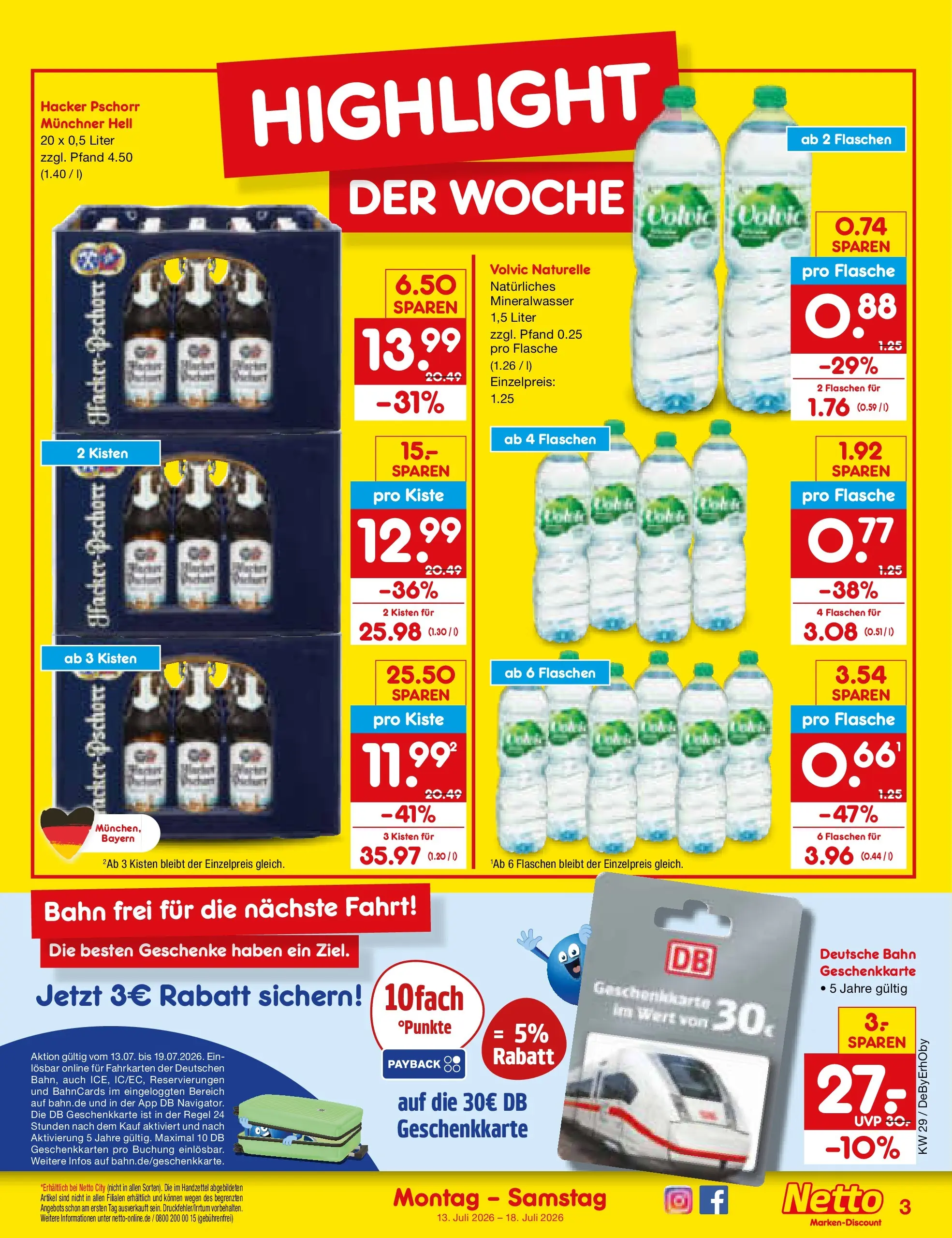 Netto Marken-Discount Prospekt München (ab 13.07.2026) » Angebote | Seite: 3 | Produkte: Mineralwasser, Volvic Netto Marken-Discount Prospekt München (ab 13.07.2026) » Angebote | Seite: 3 | Produkte: Mineralwasser, Volvic
