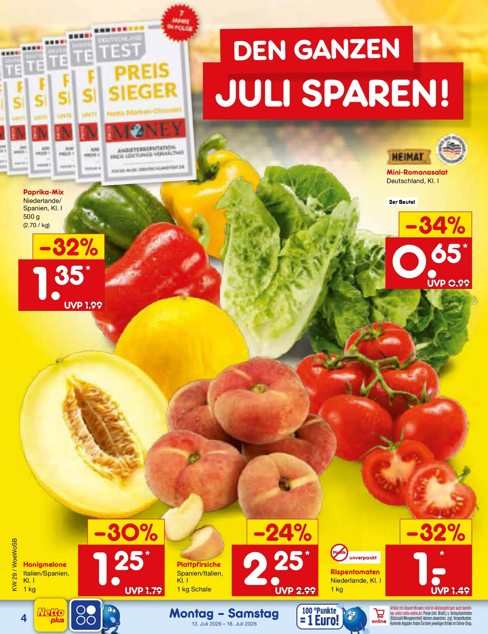 Netto Marken-Discount Prospekt Ludwigshafen-Edigheim (ab 13.07.2026) ยป Angebote | Seite: 4 | Produkte: Honigmelone Netto Marken-Discount Prospekt Ludwigshafen-Edigheim (ab 13.07.2026) ยป Angebote | Seite: 4 | Produkte: Honigmelone