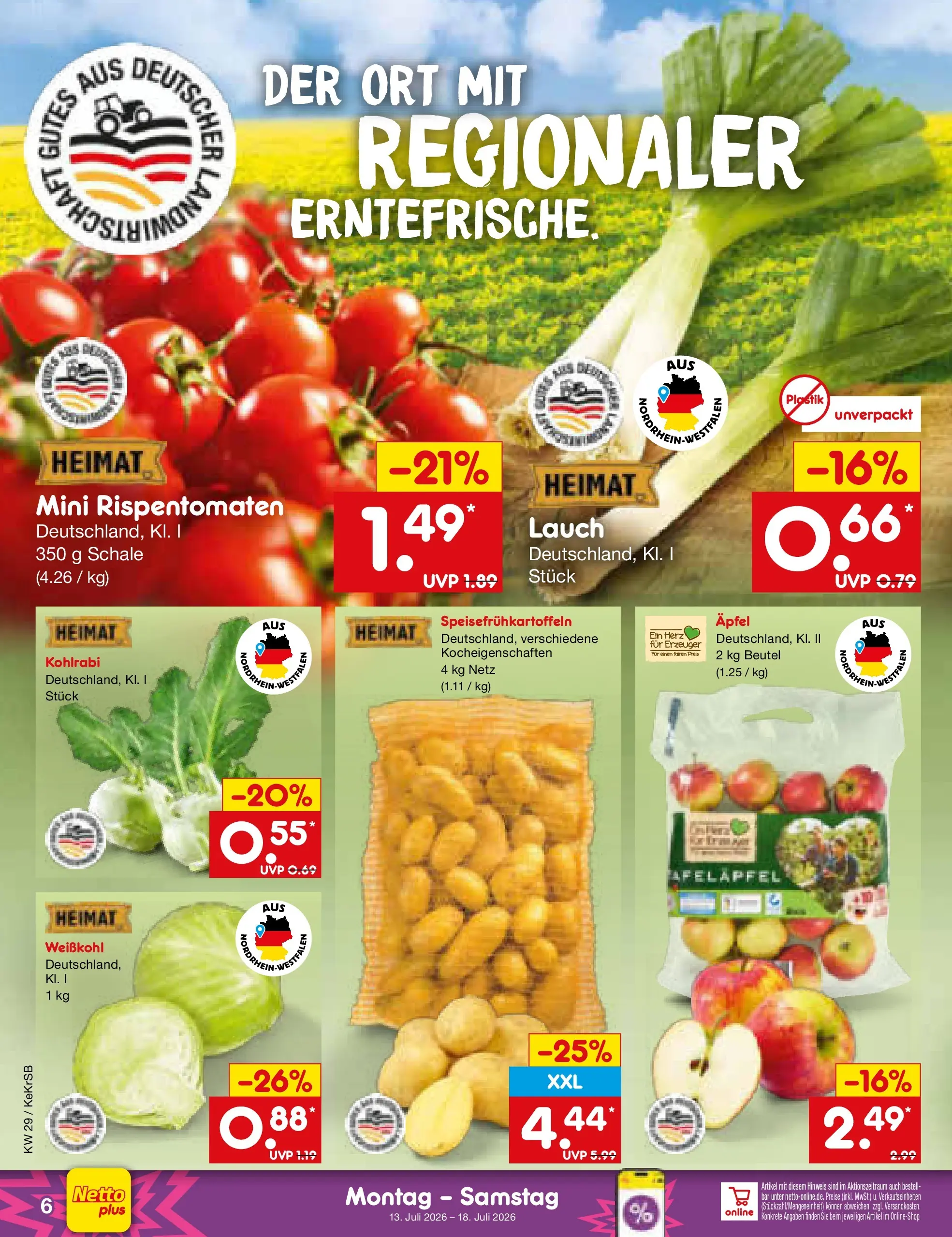 Netto Marken-Discount Prospekt Koblenz (ab 13.07.2026) ยป Angebote | Seite: 6 | Produkte: Kohlrabi, รpfel Netto Marken-Discount Prospekt Koblenz (ab 13.07.2026) ยป Angebote | Seite: 6 | Produkte: Kohlrabi, รpfel