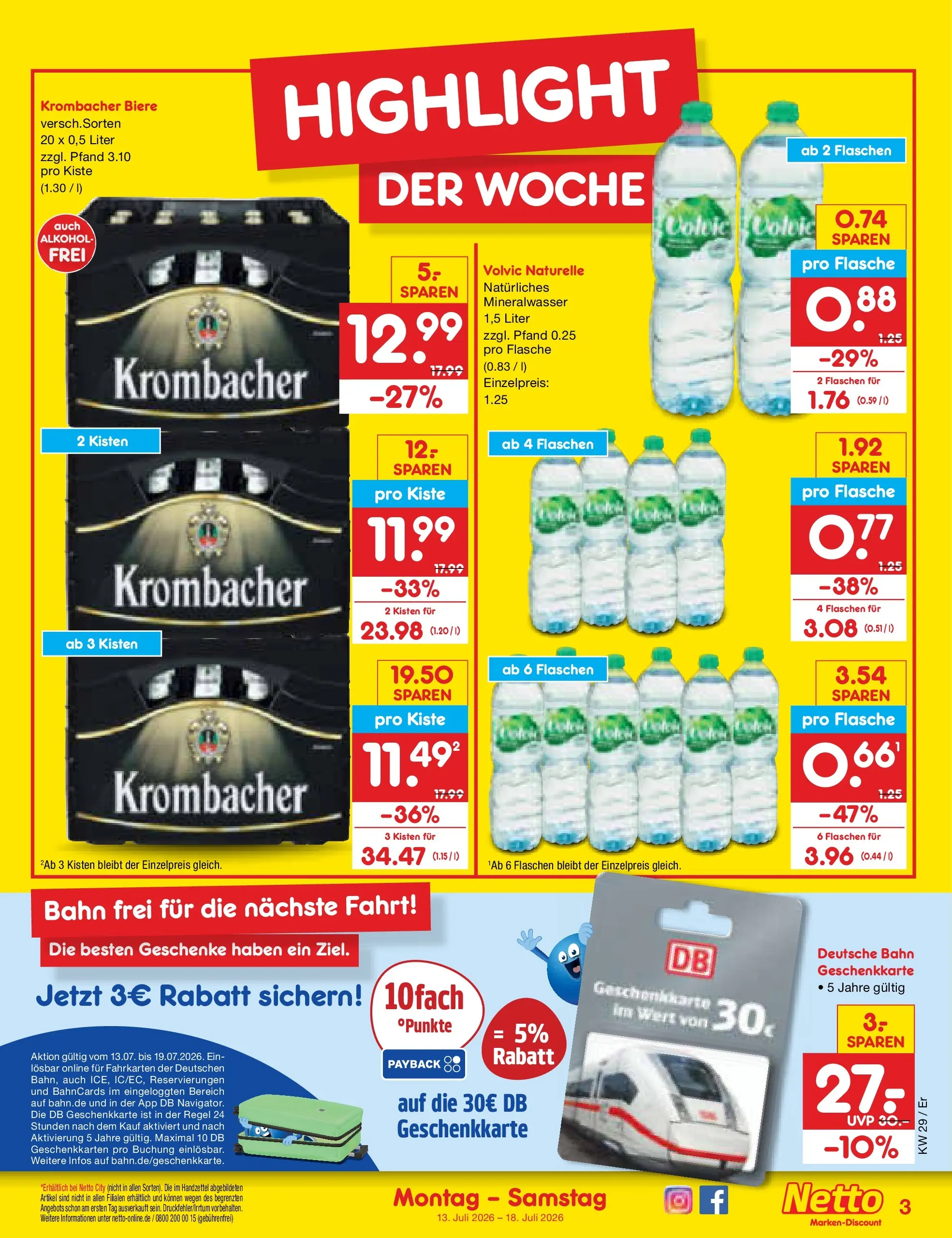 Netto Marken-Discount Prospekt Naumburg (ab 13.07.2026) ยป Angebote | Seite: 3 | Produkte: Mineralwasser, Krombacher, Volvic Netto Marken-Discount Prospekt Naumburg (ab 13.07.2026) ยป Angebote | Seite: 3 | Produkte: Mineralwasser, Krombacher, Volvic