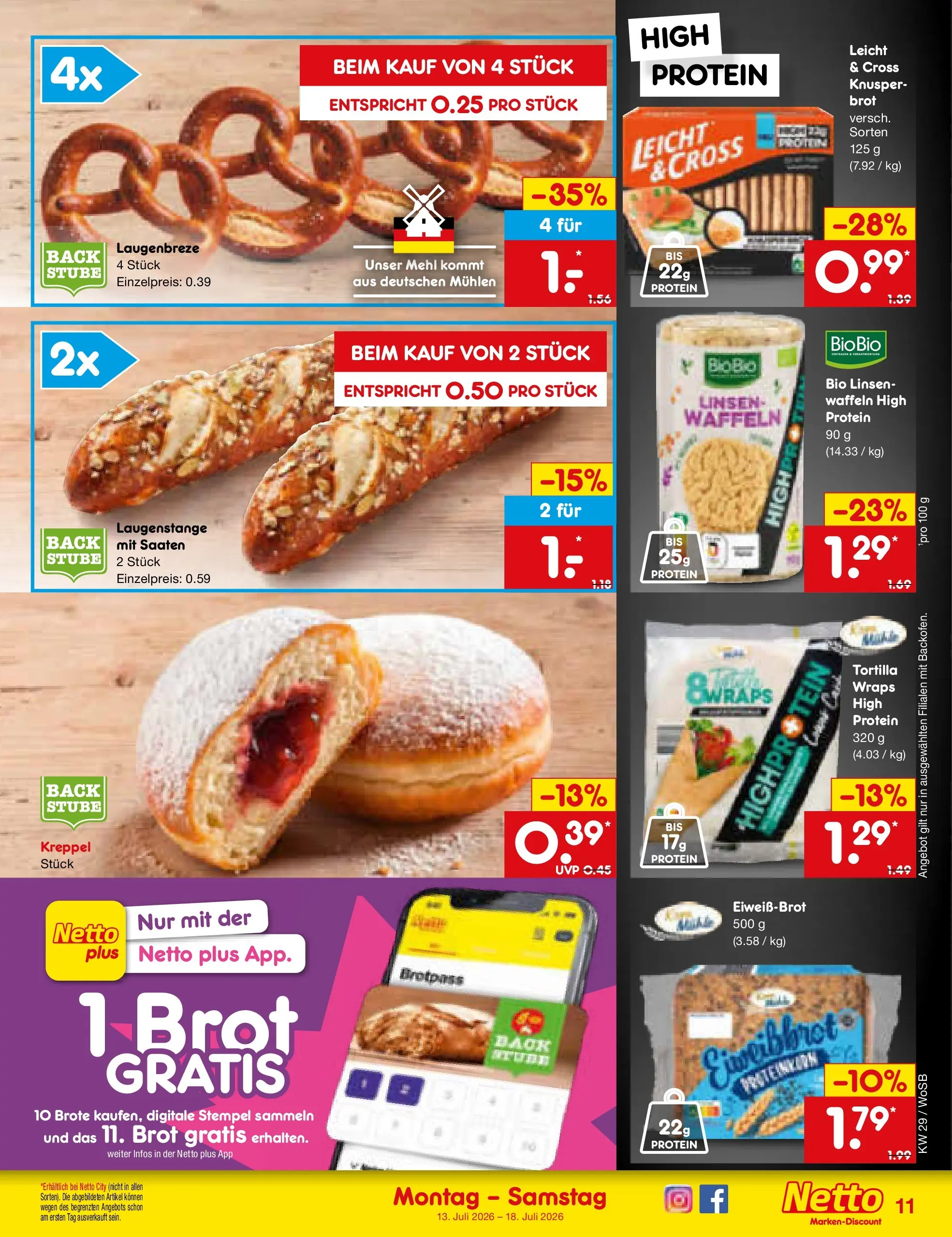 Netto Marken-Discount Prospekt Ludwigshafen-Edigheim (ab 13.07.2026) ยป Angebote | Seite: 11 | Produkte: Mehl, Waffeln, Brot Netto Marken-Discount Prospekt Ludwigshafen-Edigheim (ab 13.07.2026) ยป Angebote | Seite: 11 | Produkte: Mehl, Waffeln, Brot