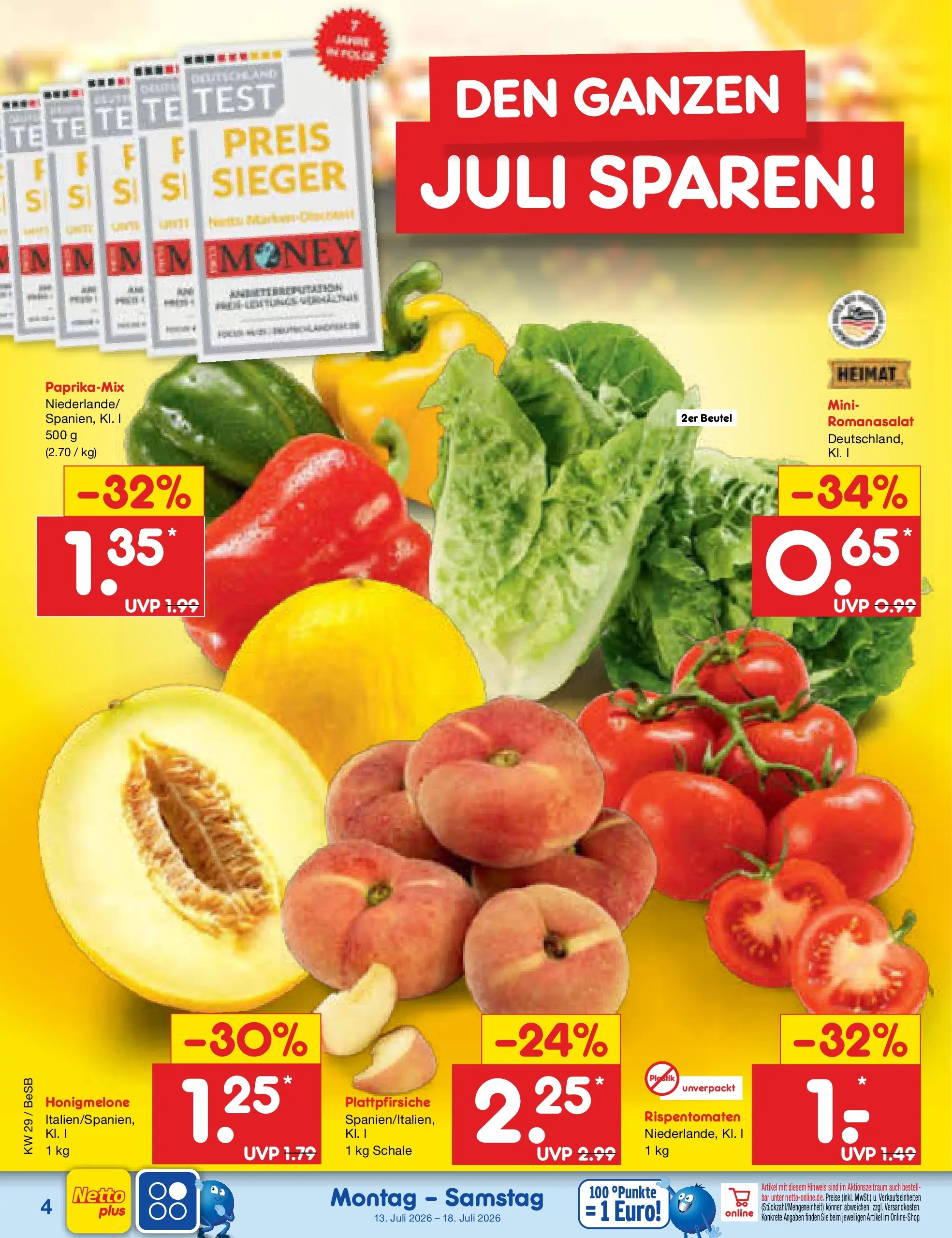 Netto Marken-Discount Prospekt Berlin-Prenzlauer Berg (ab 13.07.2026) » Angebote | Seite: 4 | Produkte: Honigmelone