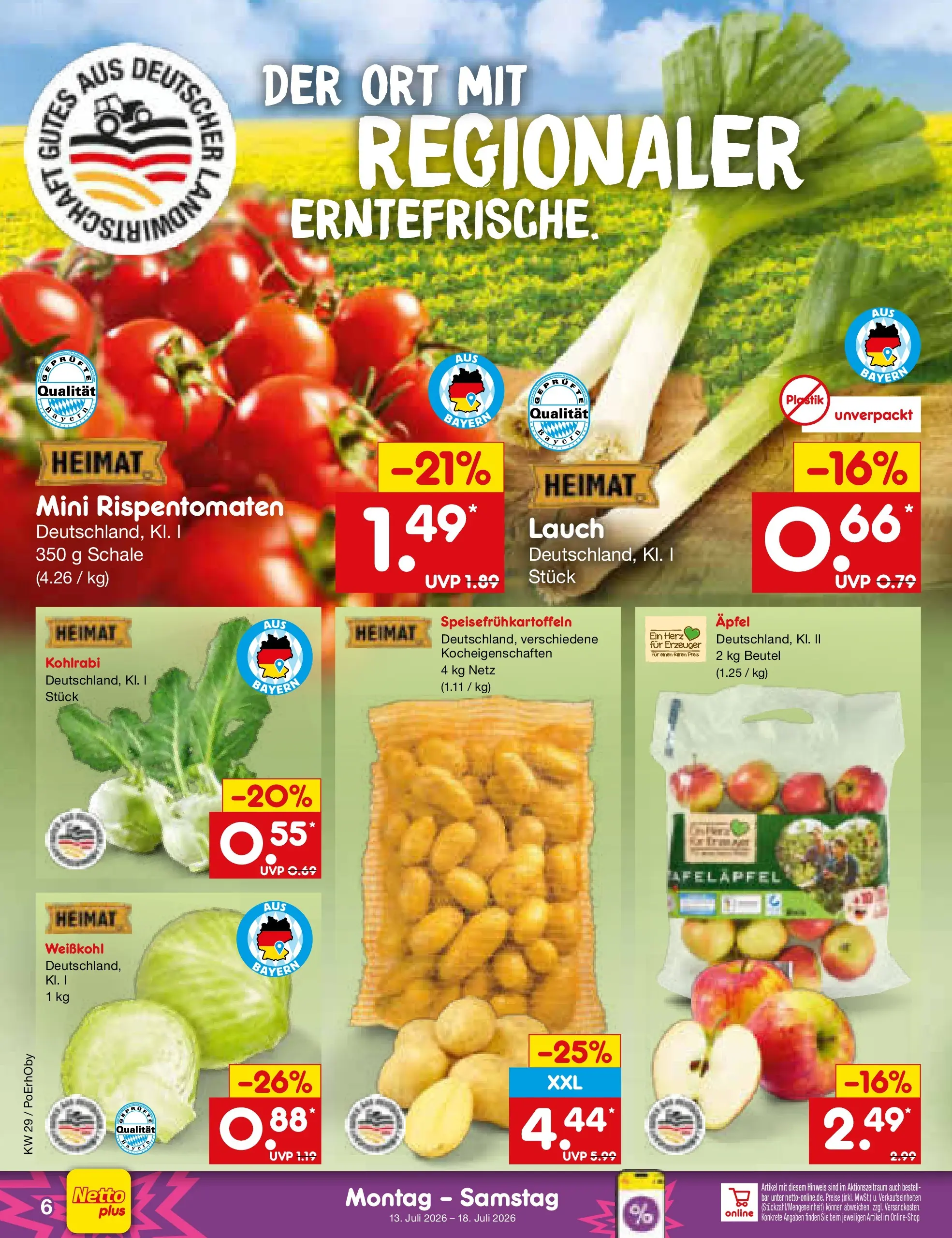 Netto Marken-Discount Prospekt München (ab 13.07.2026) » Angebote | Seite: 6 | Produkte: Kohlrabi, Äpfel Netto Marken-Discount Prospekt München (ab 13.07.2026) » Angebote | Seite: 6 | Produkte: Kohlrabi, Äpfel