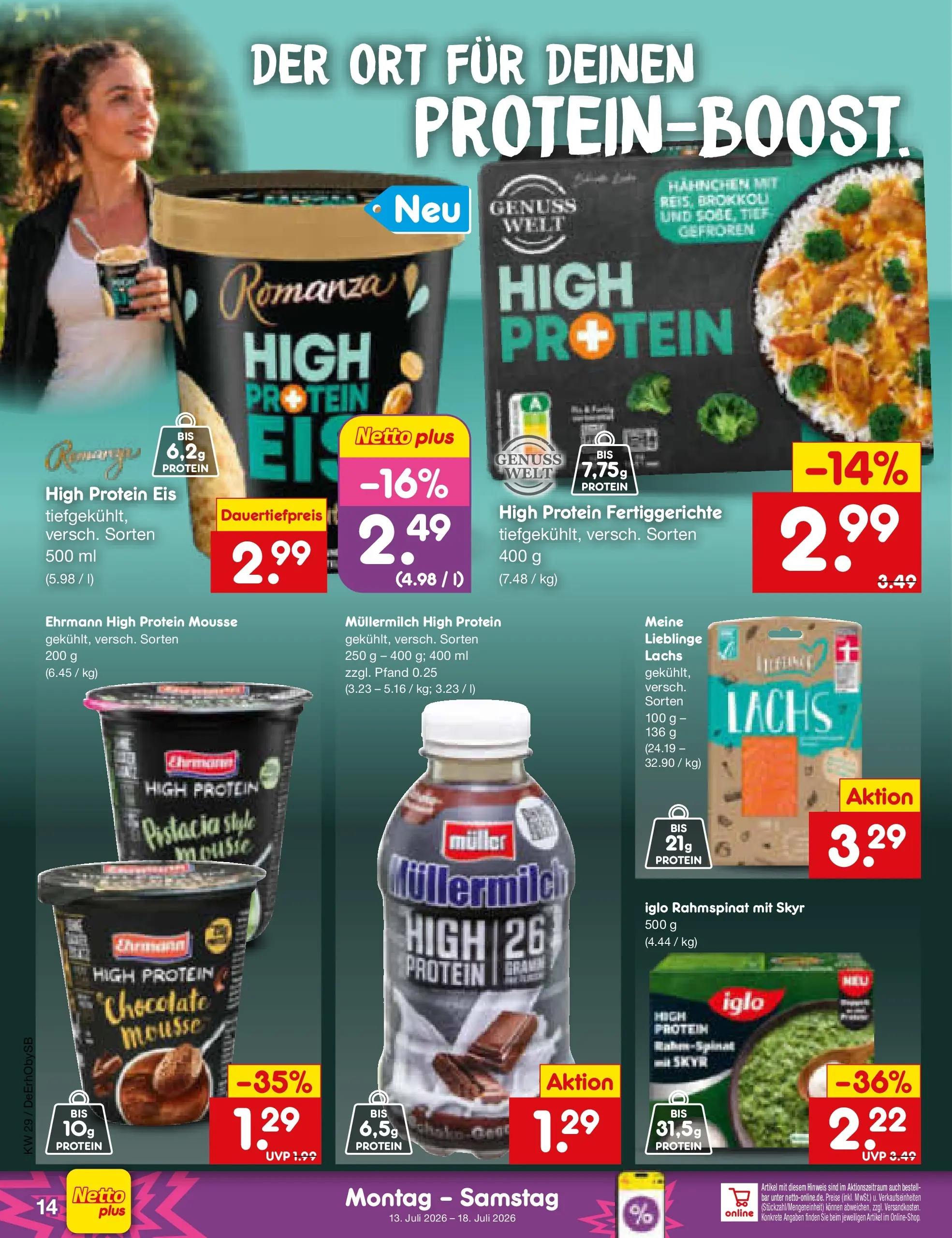 Netto Marken-Discount Prospekt München (ab 13.07.2026) » Angebote | Seite: 18 | Produkte: Lachs, Brokkoli, Fertiggerichte, Müllermilch Netto Marken-Discount Prospekt München (ab 13.07.2026) » Angebote | Seite: 18 | Produkte: Lachs, Brokkoli, Fertiggerichte, Müllermilch